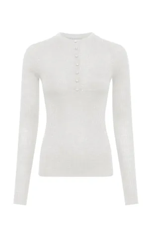 Anges Knit Henley in Ivory Cashmere Silk with Hemp