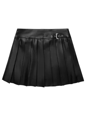 Black Leather Mini Skirt (7–16)