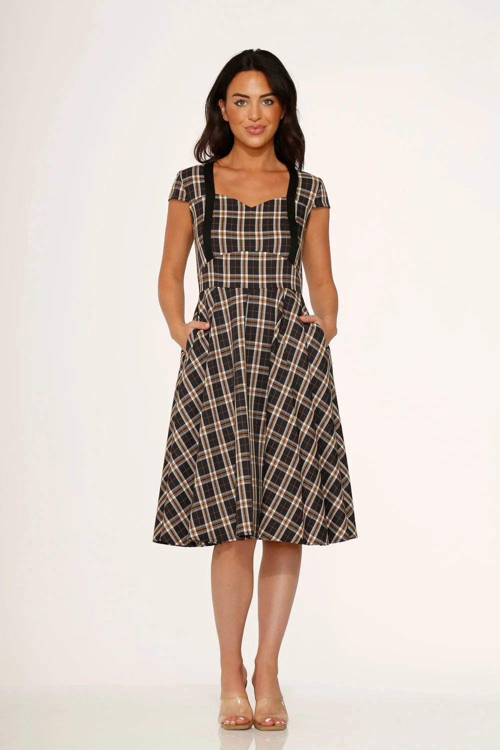 Black Plaid Swing Dress