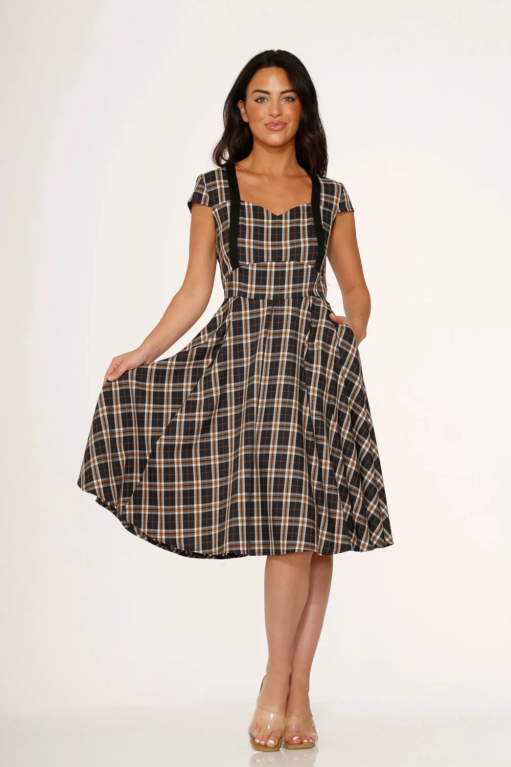 Black Plaid Swing Dress