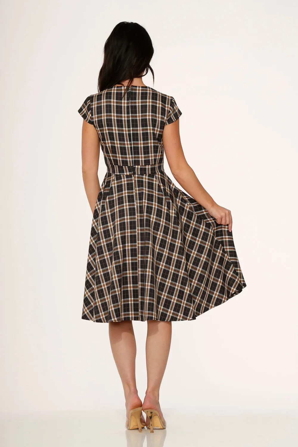 Black Plaid Swing Dress