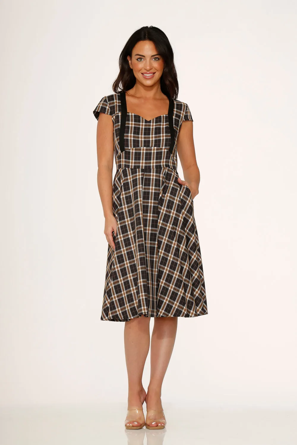 Black Plaid Swing Dress