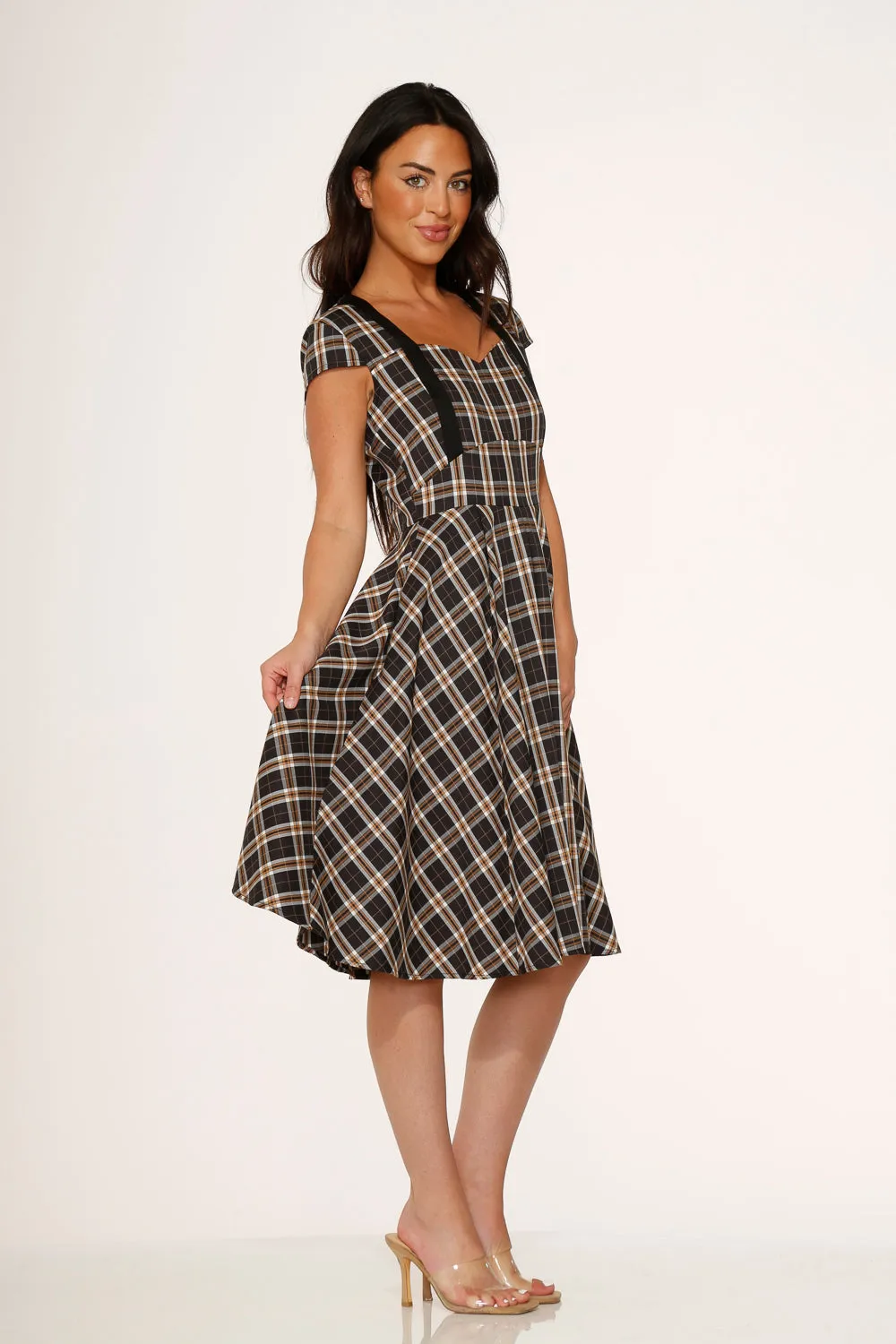 Black Plaid Swing Dress
