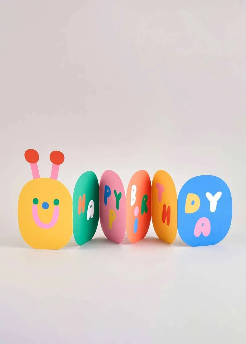 Caterpillar Fold Out Birthday Card