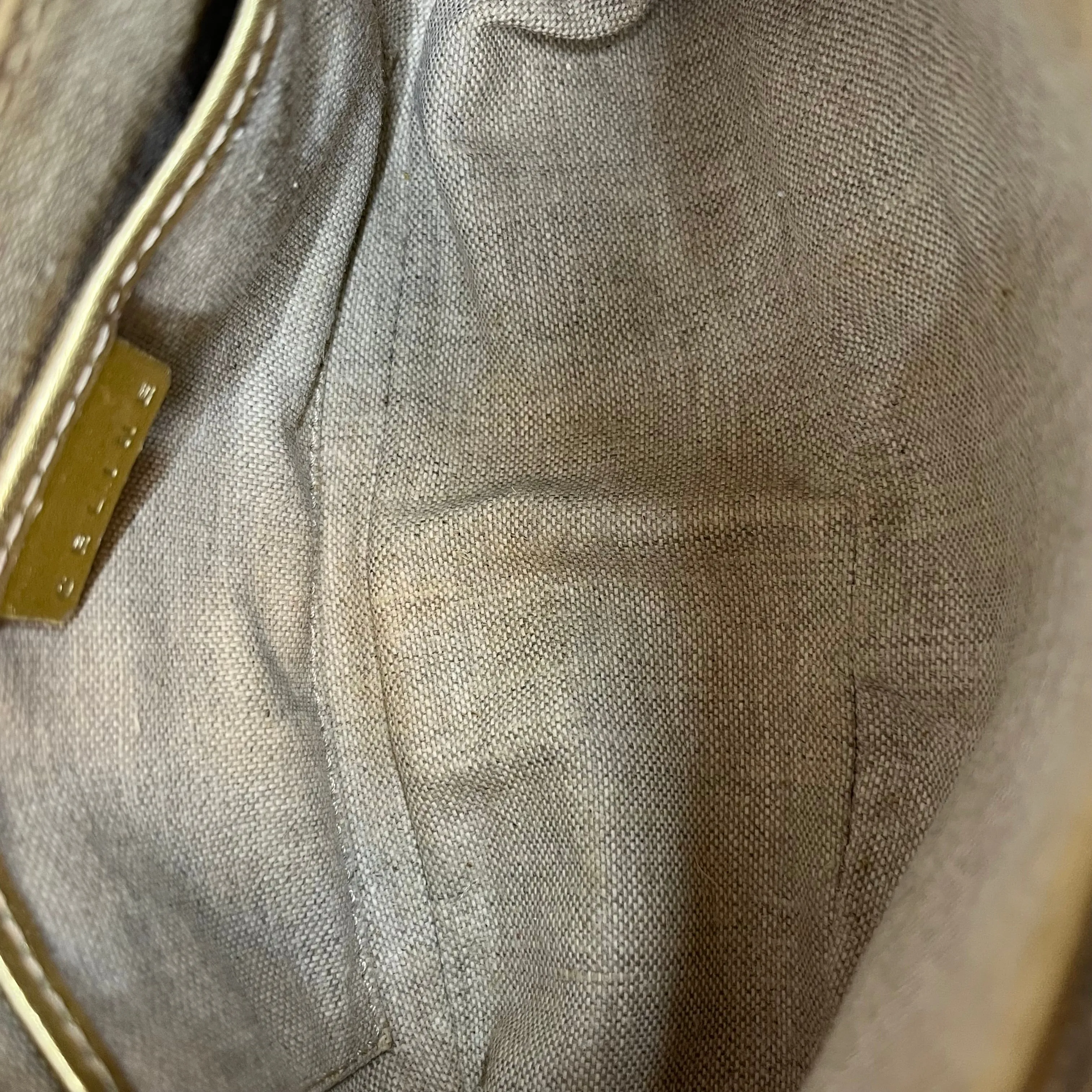 CELINE Metallic Gold Suede Leather Vintage Shoulder Bag