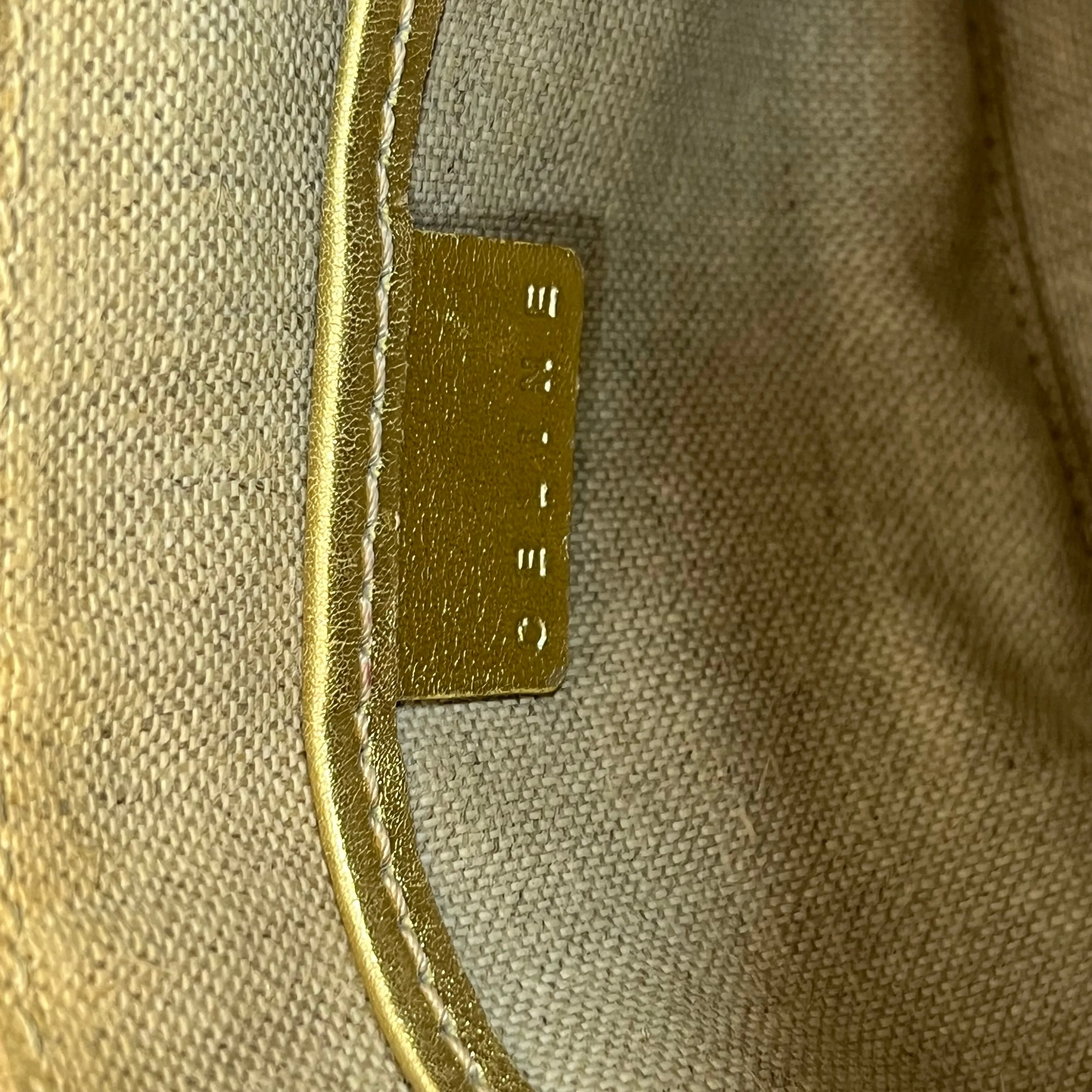 CELINE Metallic Gold Suede Leather Vintage Shoulder Bag