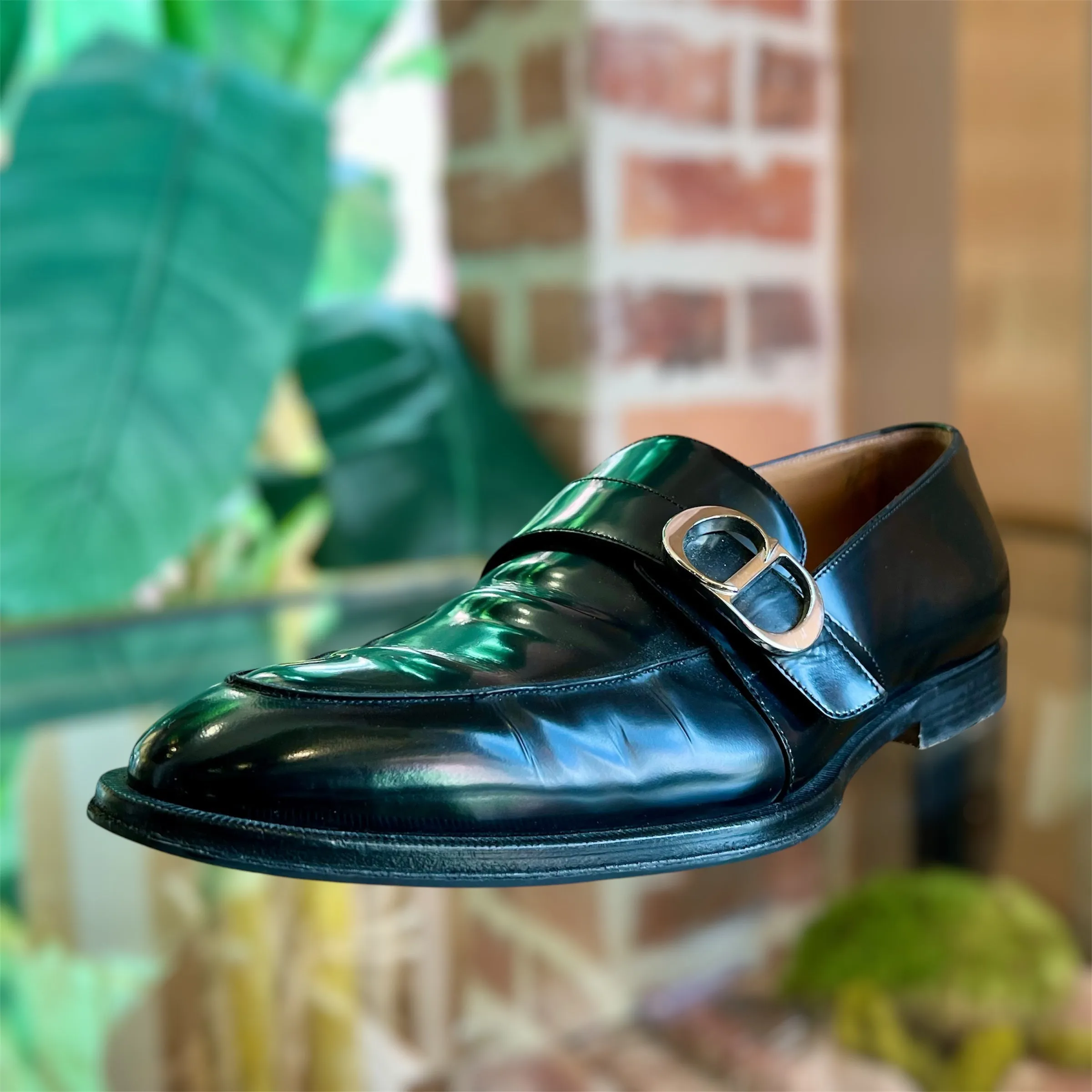 CHRISTIAN DIOR Timeless Black Polished Calfskin MENS Loafers SZ40(7US)