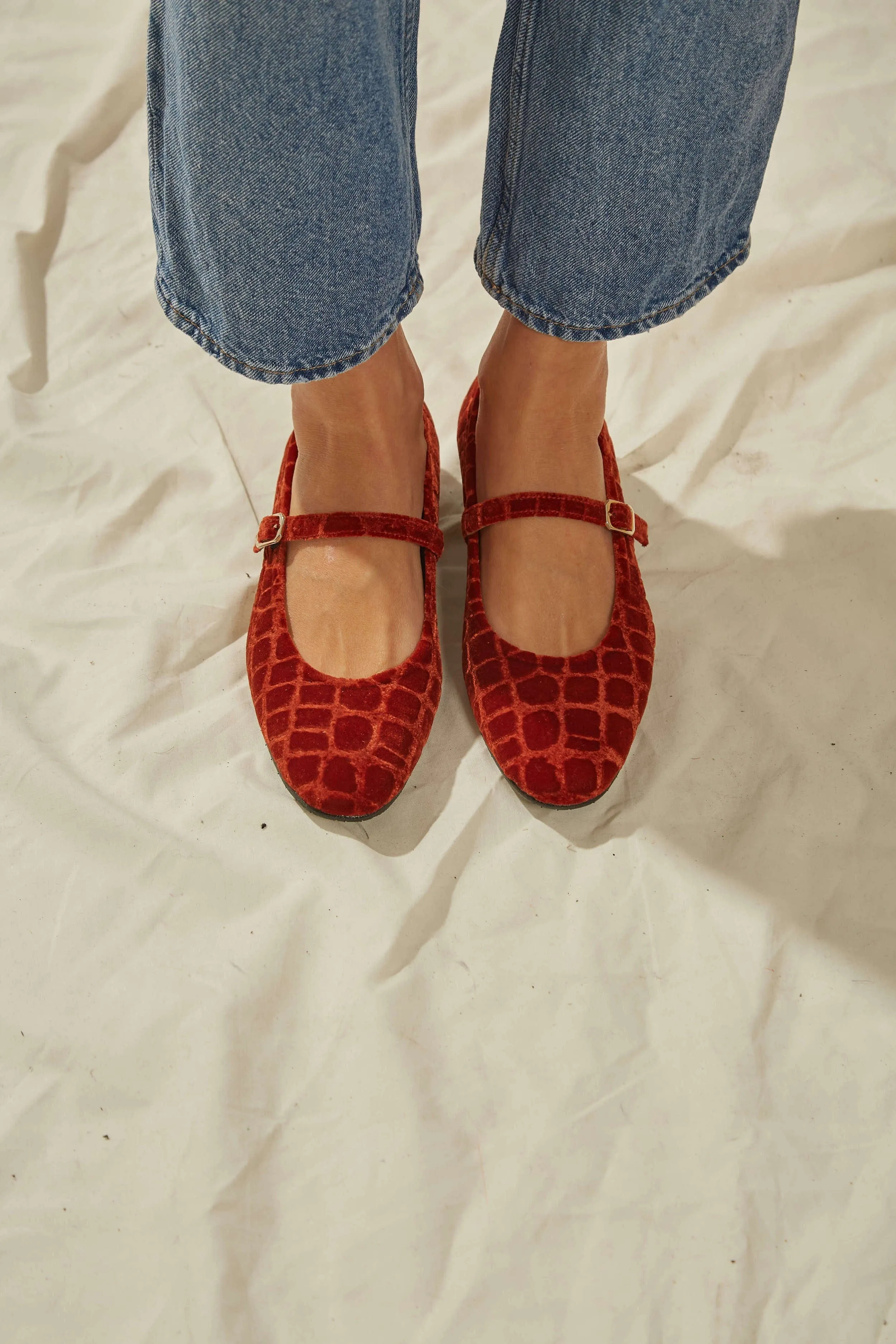 Coco Velvet Vegan Ballerinas | Lava