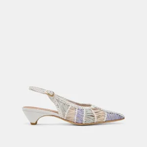 DAFNEY HEELS WHITE MULTI WOVEN LEATHER
