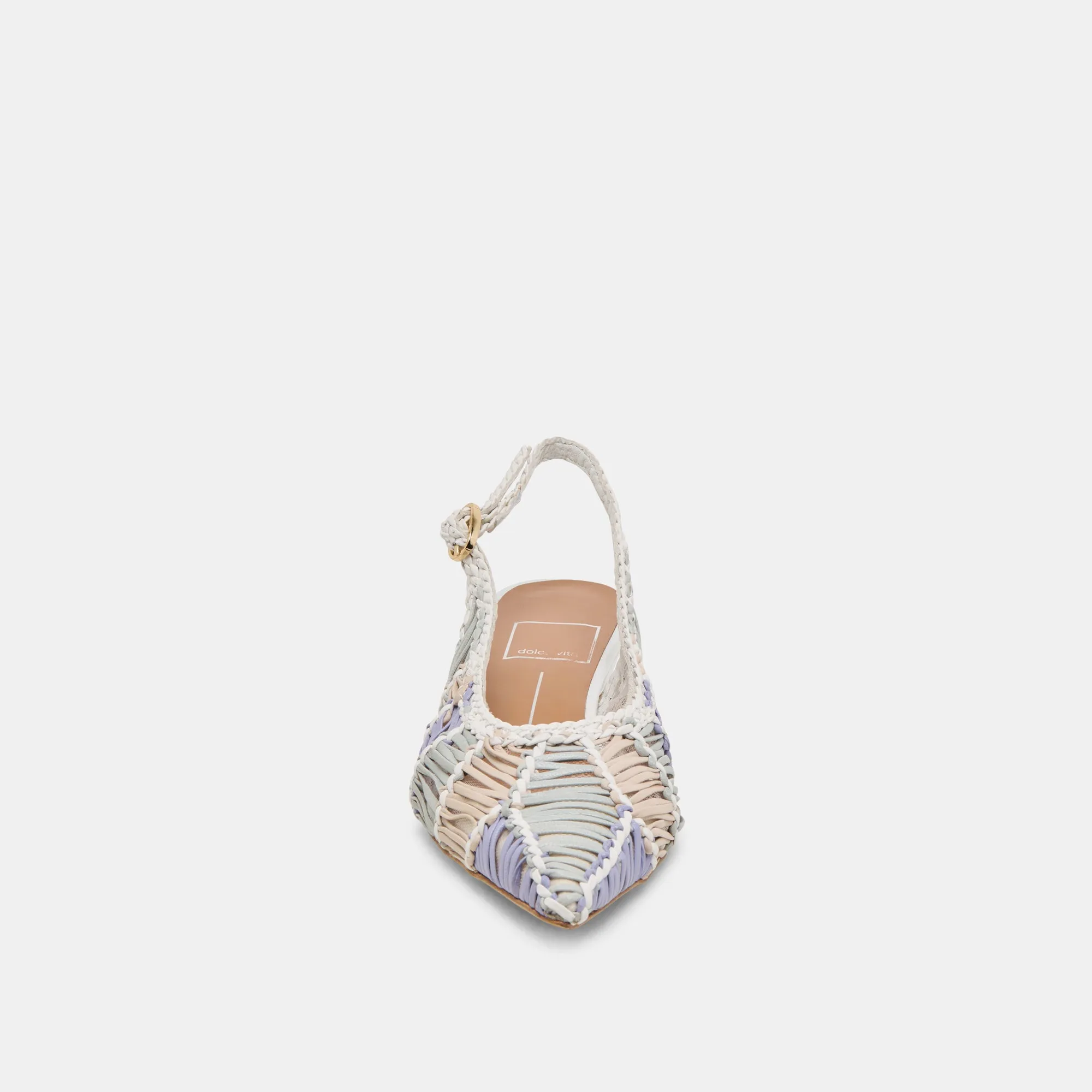 DAFNEY HEELS WHITE MULTI WOVEN LEATHER