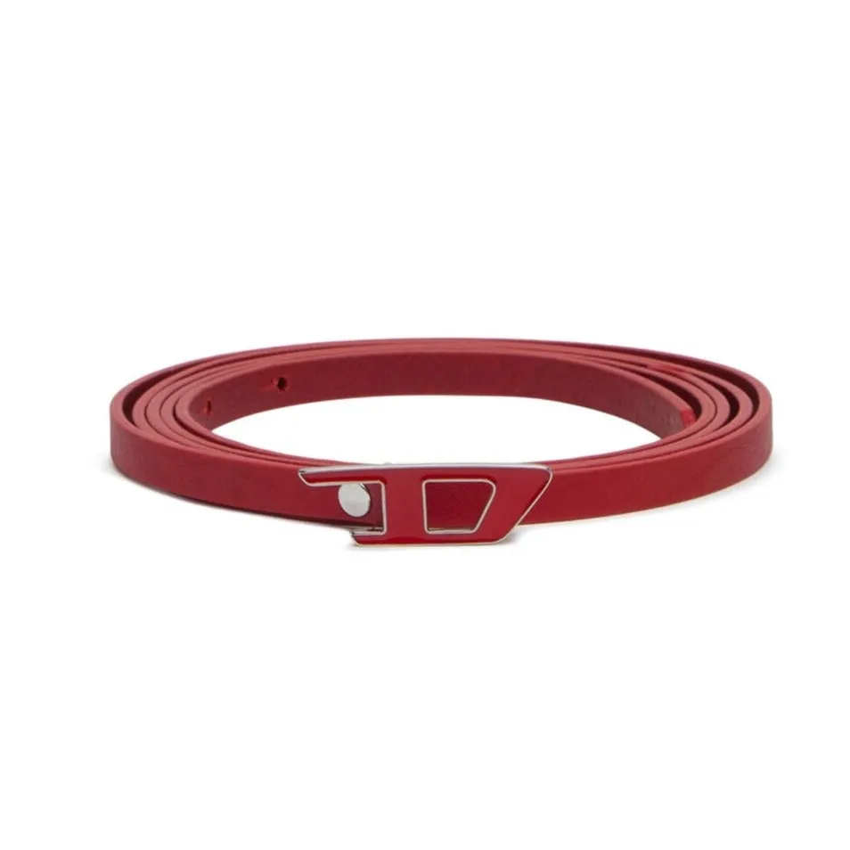 Diesel Women's B-dlogo 10 Slim Double-wrap Leather Belt Fiery Red