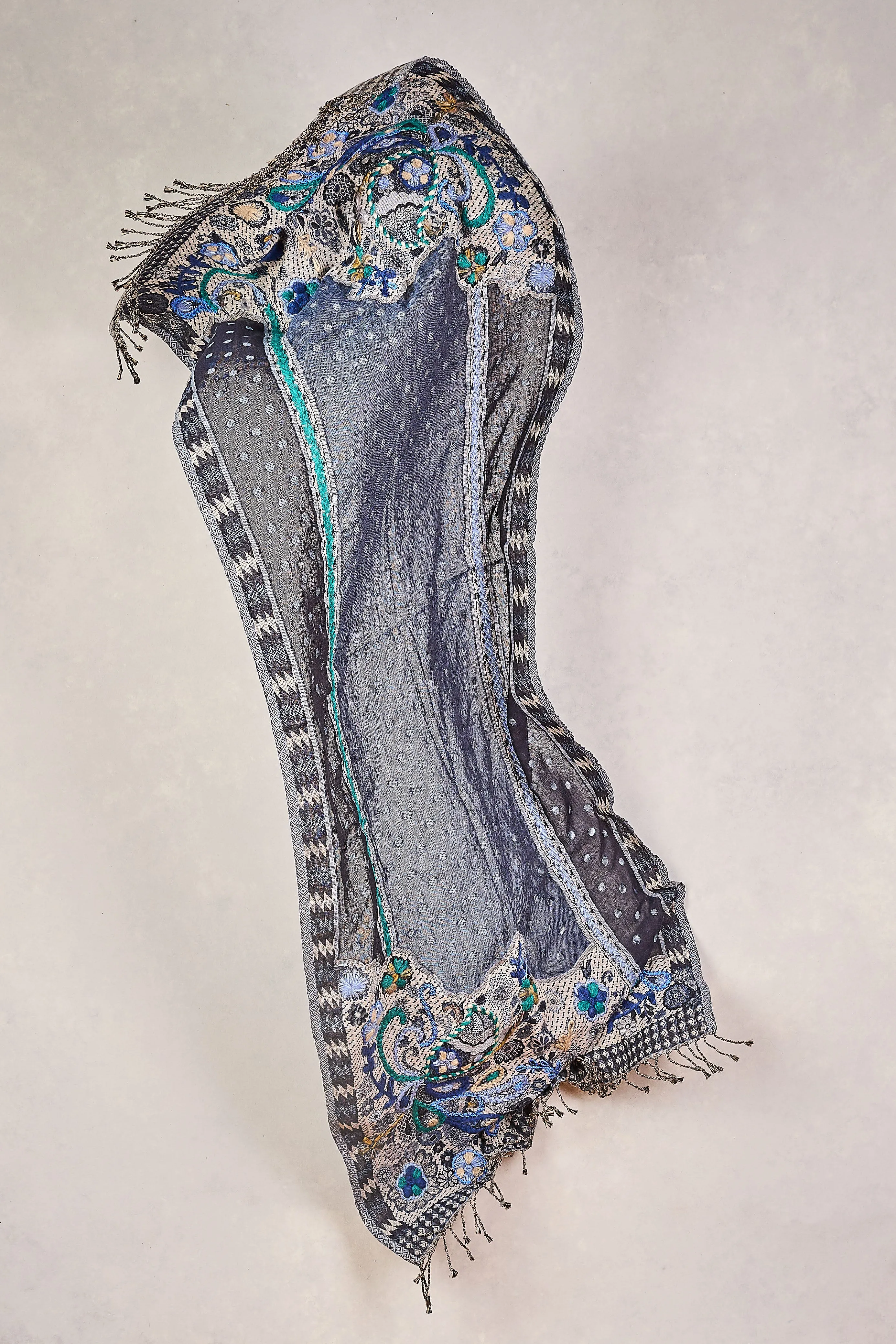 Fancy Embellished Blanket Scarf - Multicolour