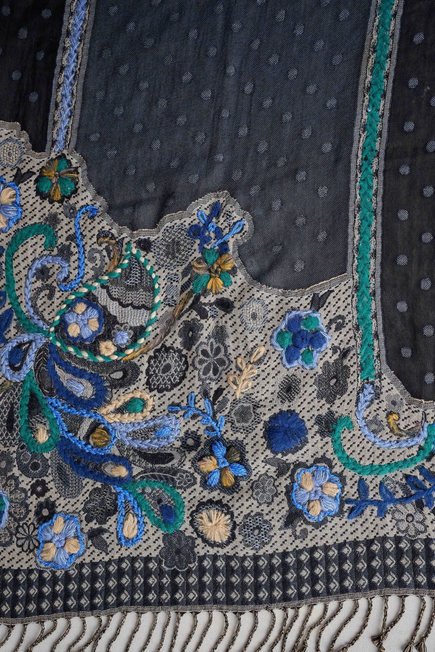 Fancy Embellished Blanket Scarf - Multicolour