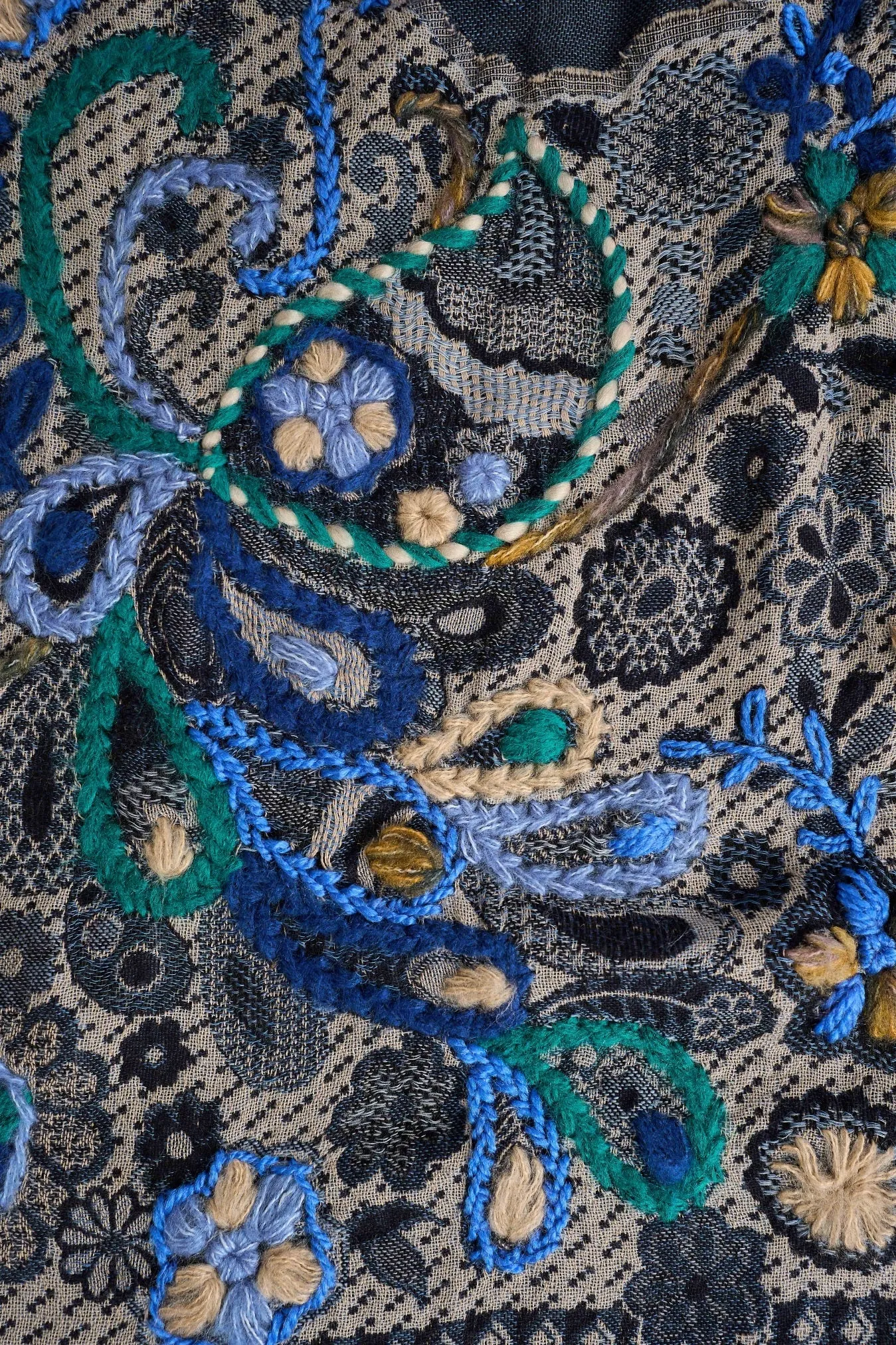 Fancy Embellished Blanket Scarf - Multicolour