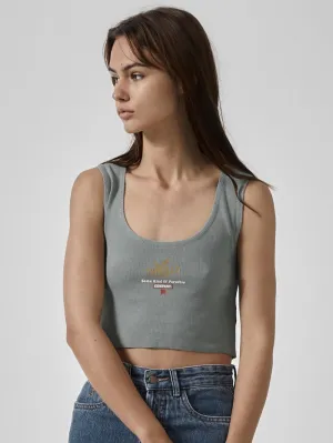 Golden Paradise Crop Rib Singlet  - Sea Glass
