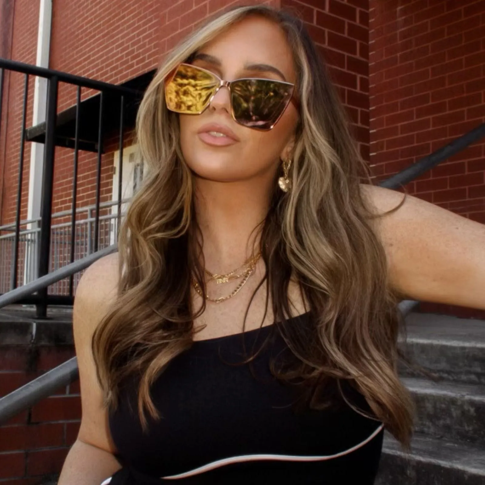 GOLDIE - APRICOT CRYSTAL   PEACH MIRROR SUNGLASSES