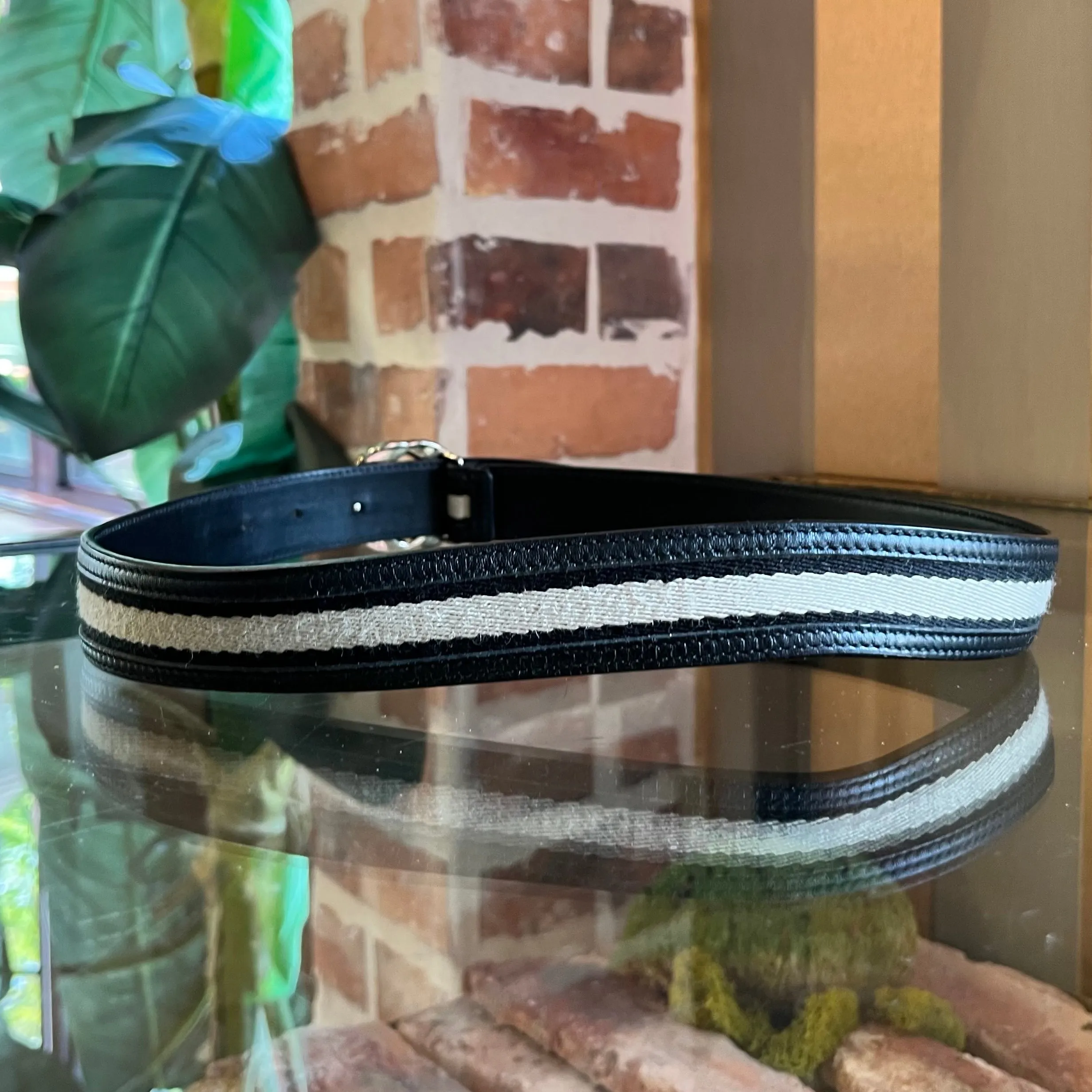 GUCCI Interlocking G Monogram Canvas Leather Belt SZ75/30(2US)