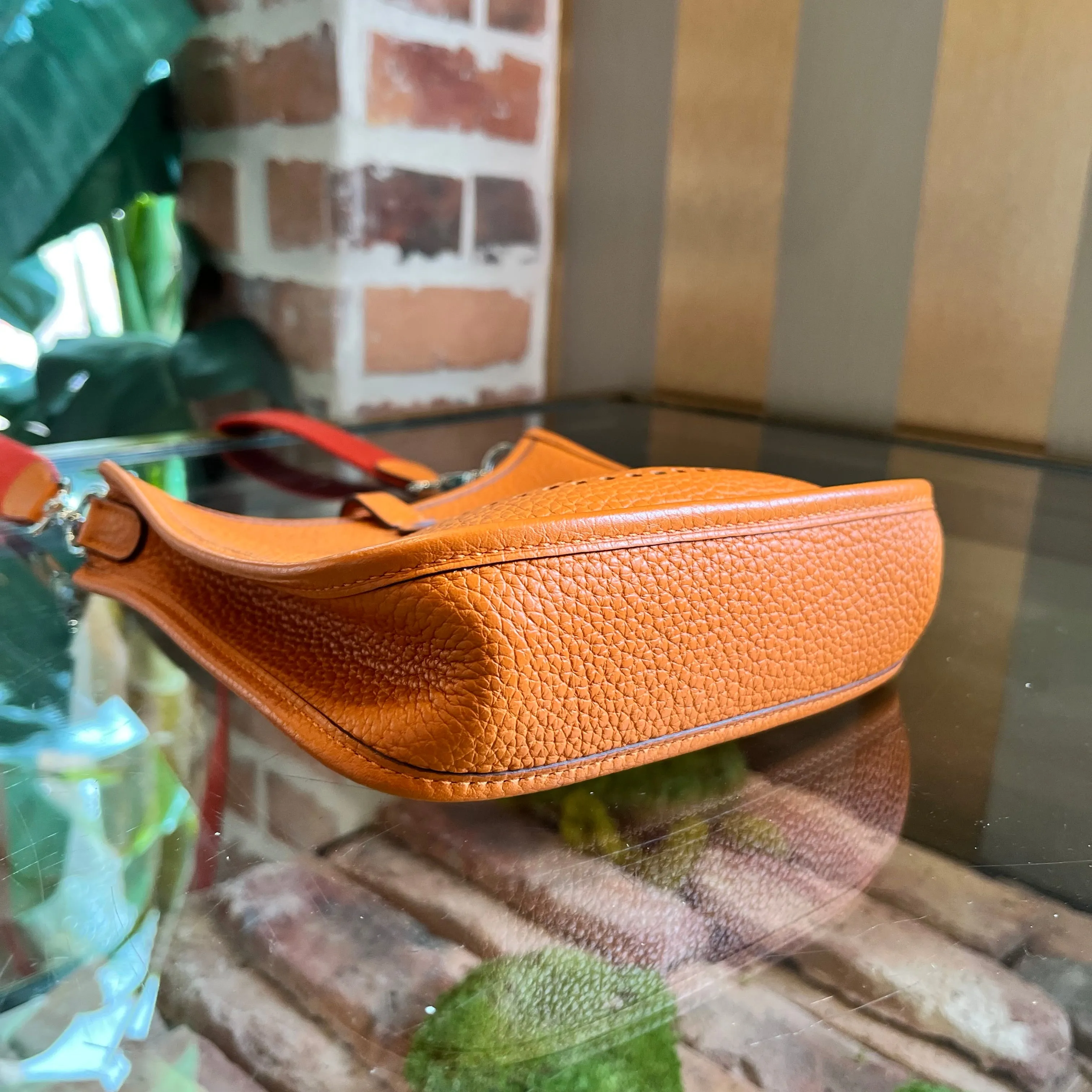 HERMES Evelyne TPM Orange Clemence Crossbody Bag