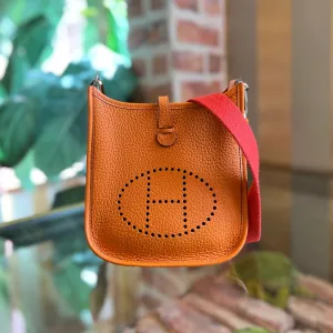 HERMES Evelyne TPM Orange Clemence Crossbody Bag