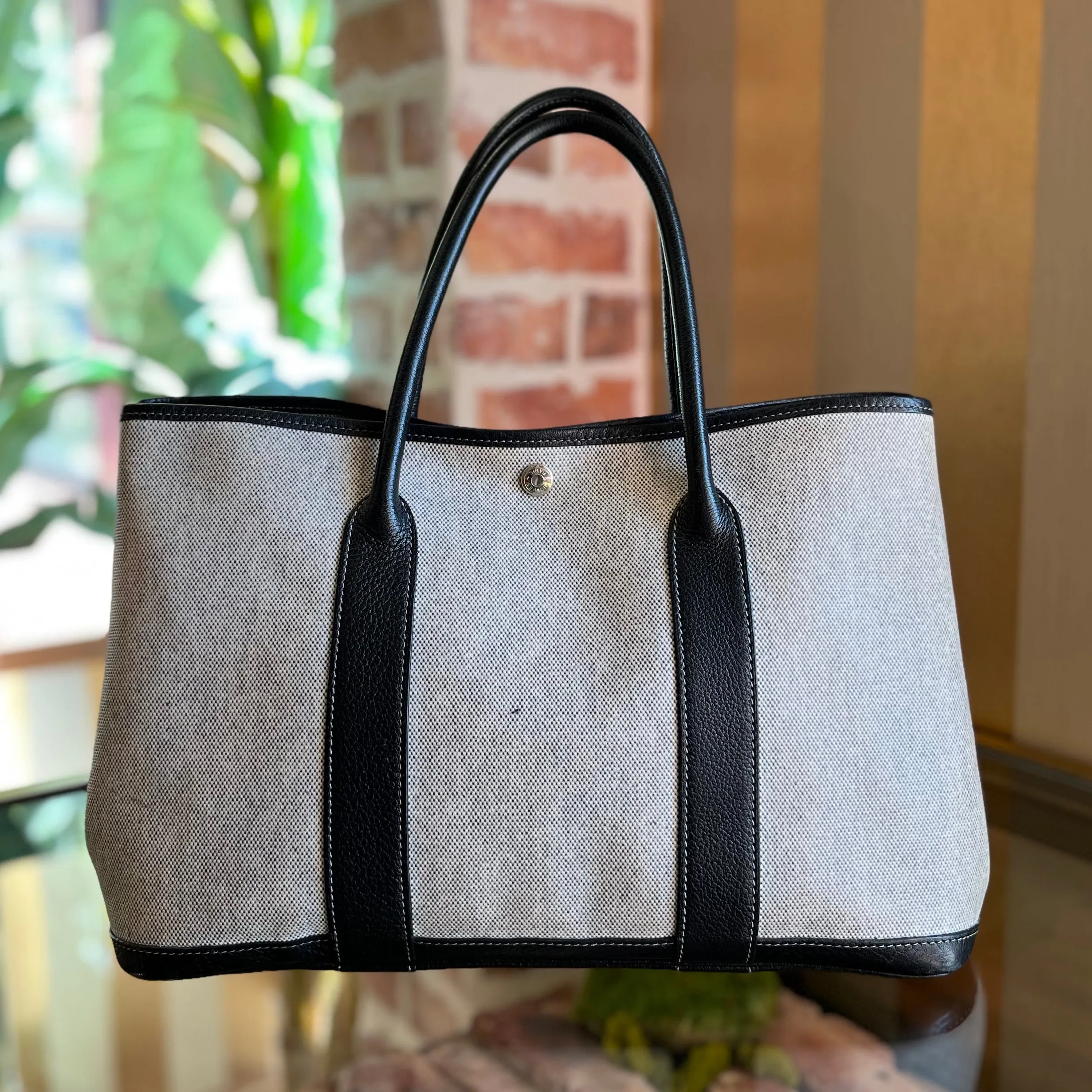HERMES Garden Party 36 Buffle Skipper Toile Tote Bag DIA293