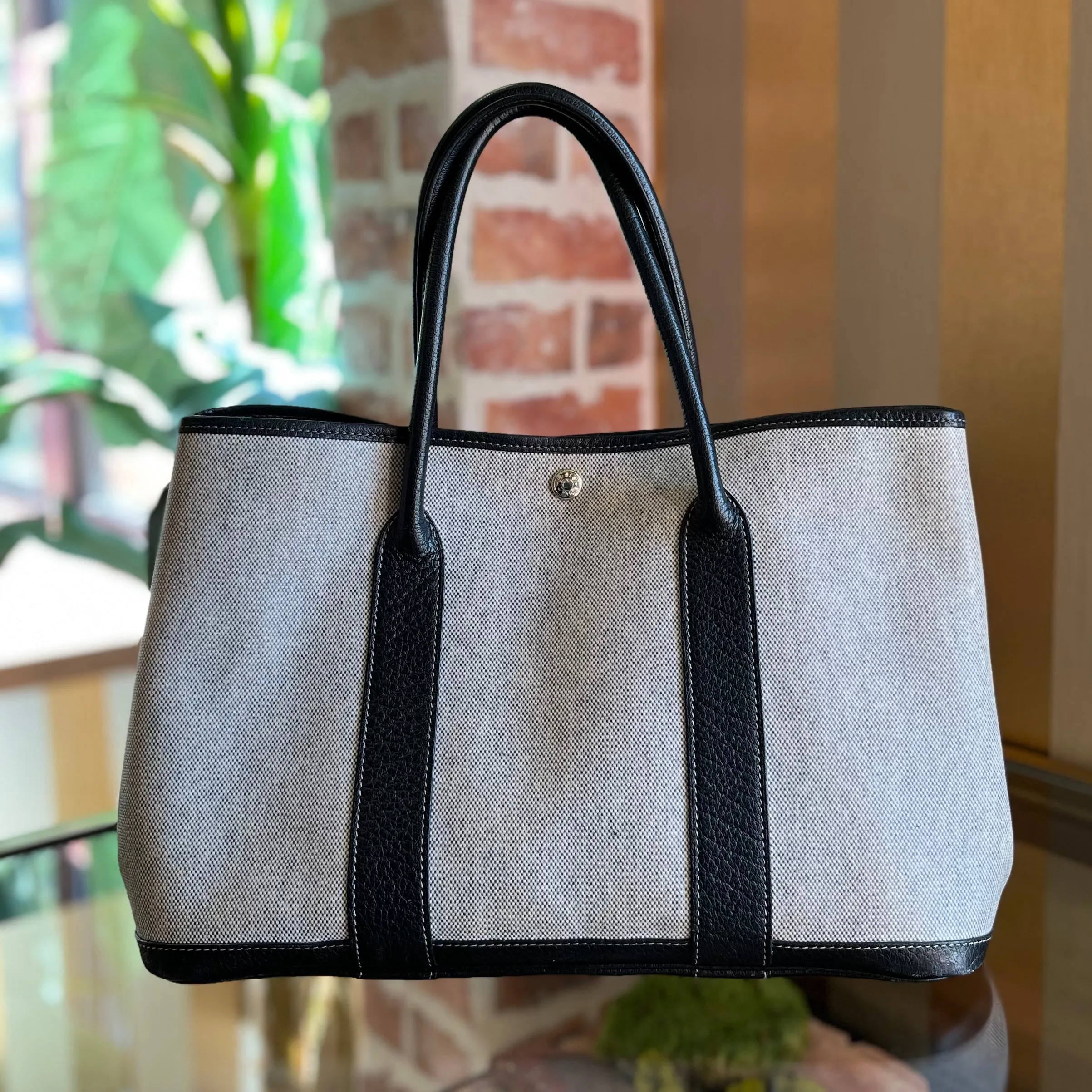HERMES Garden Party 36 Buffle Skipper Toile Tote Bag DIA293