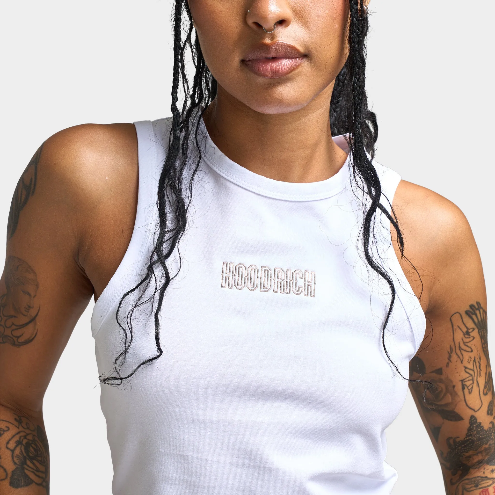 Hoodrich Women's Cosy Racer Tank Top White / Oxford Tan