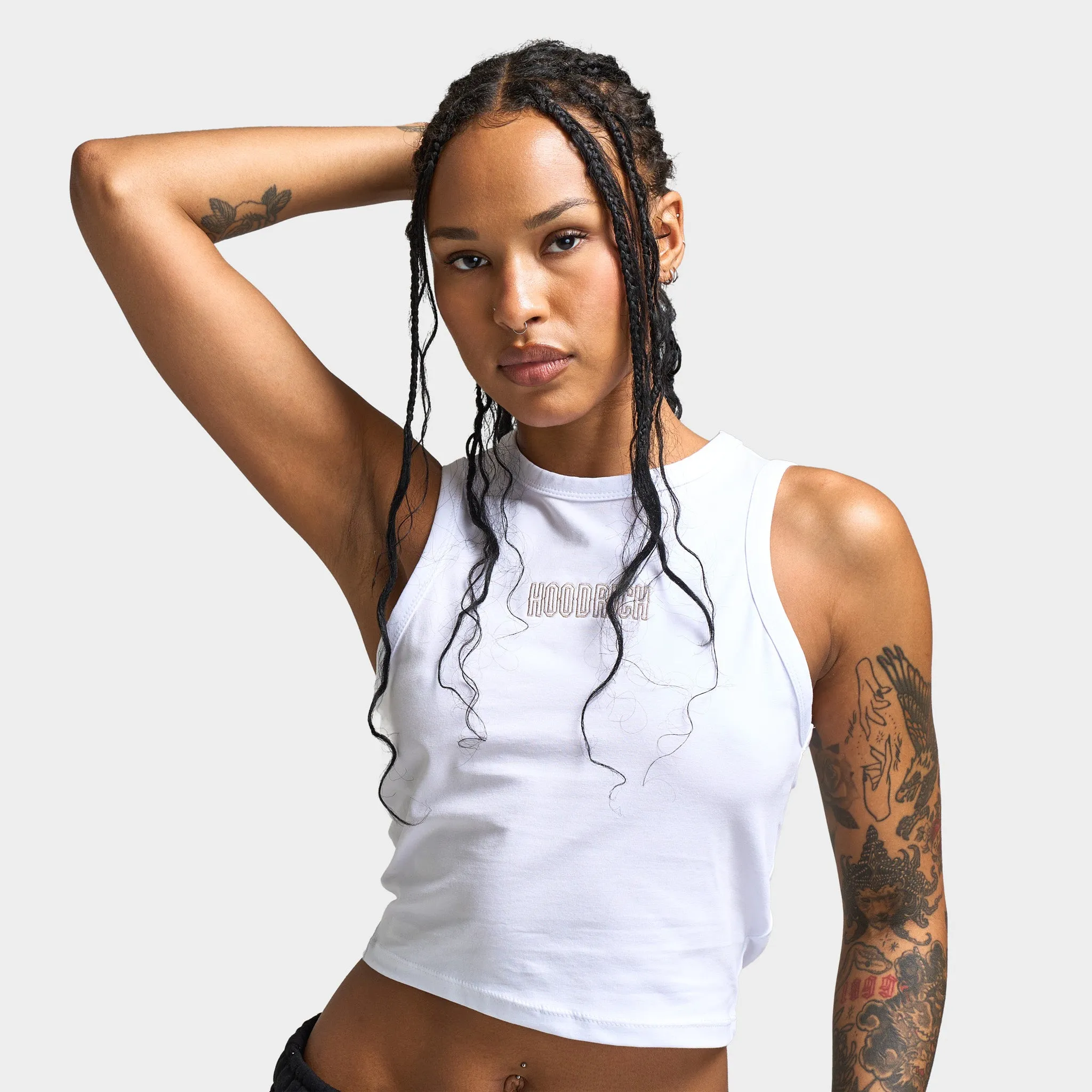 Hoodrich Women's Cosy Racer Tank Top White / Oxford Tan