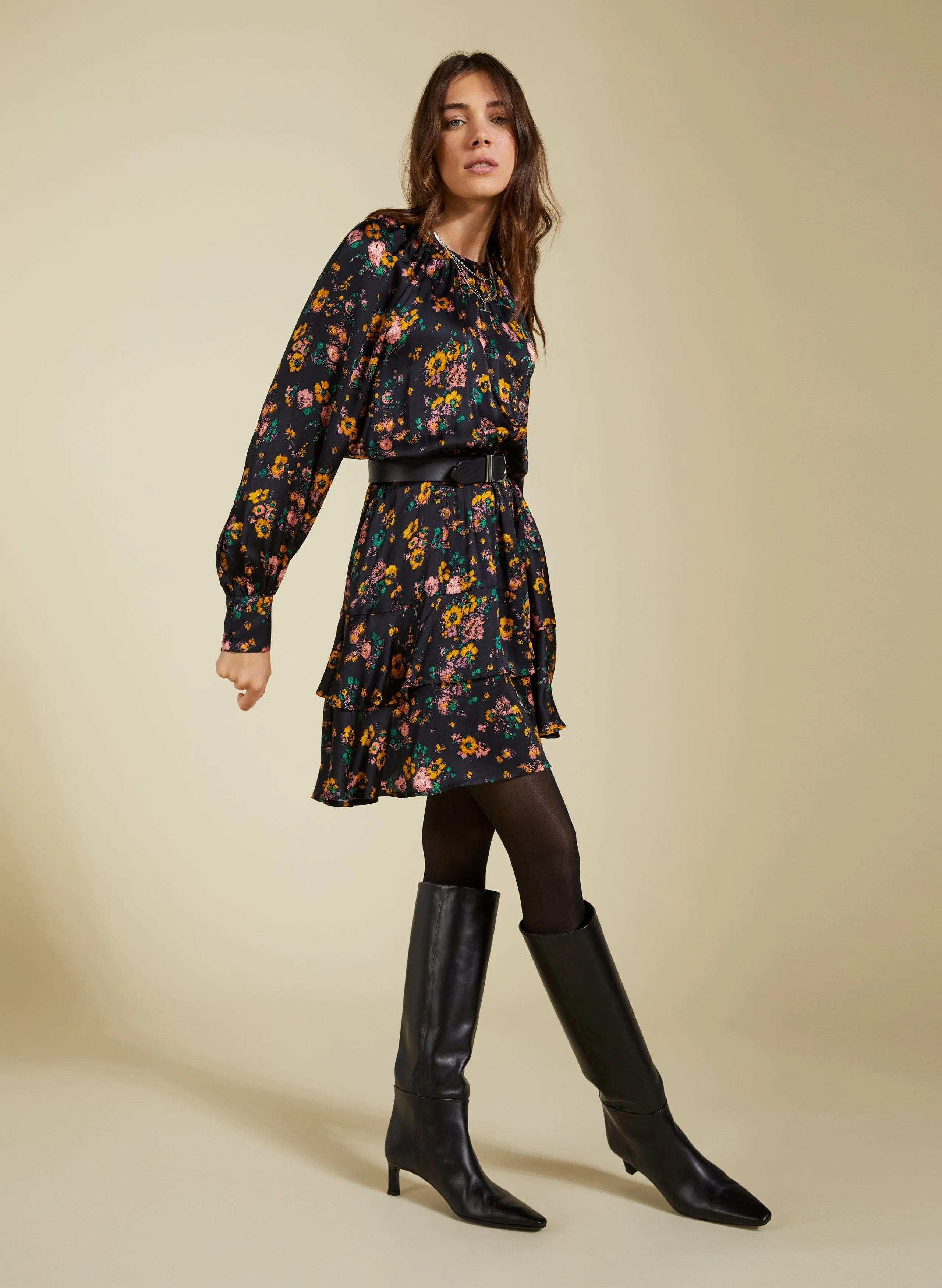 Isolde LENZING™ ECOVERO™ Printed Mini Dress | Black Vintage Floral