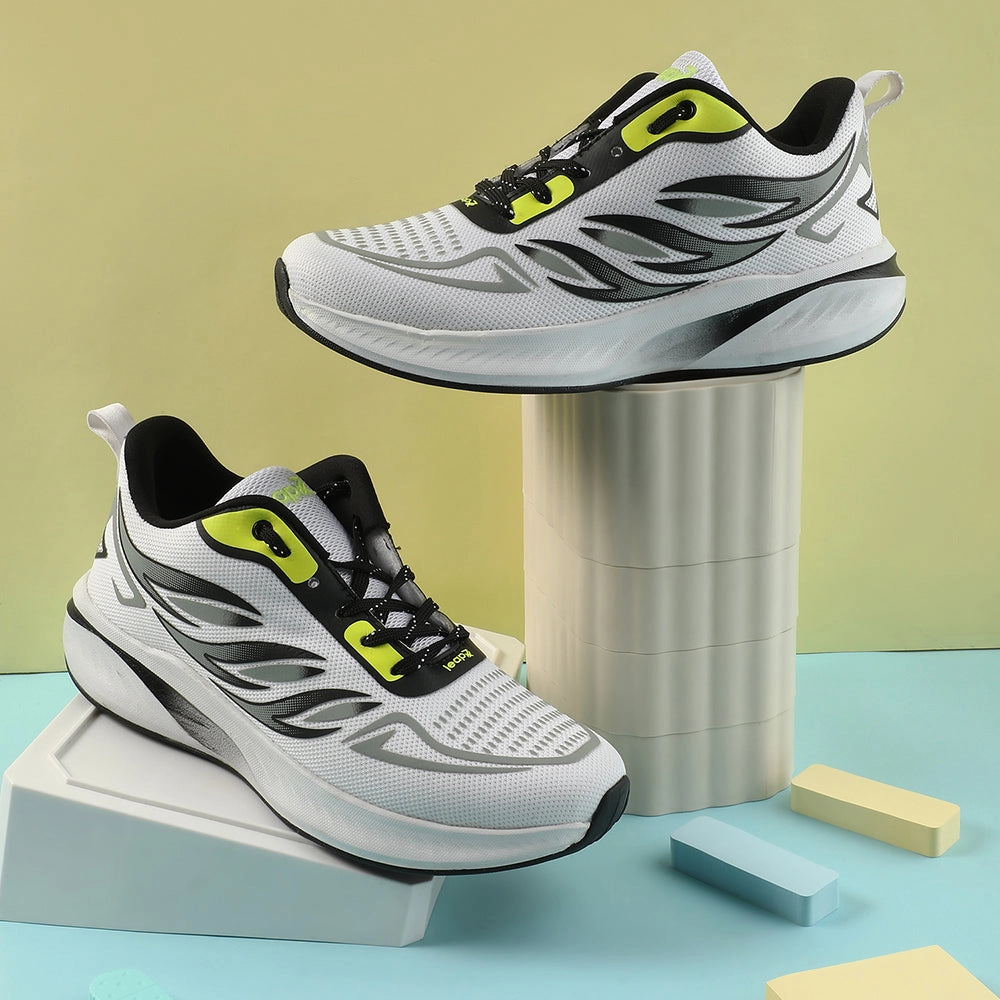 Leap7x White Sports Lacing Running Shoes For Men CASIO By Liberty