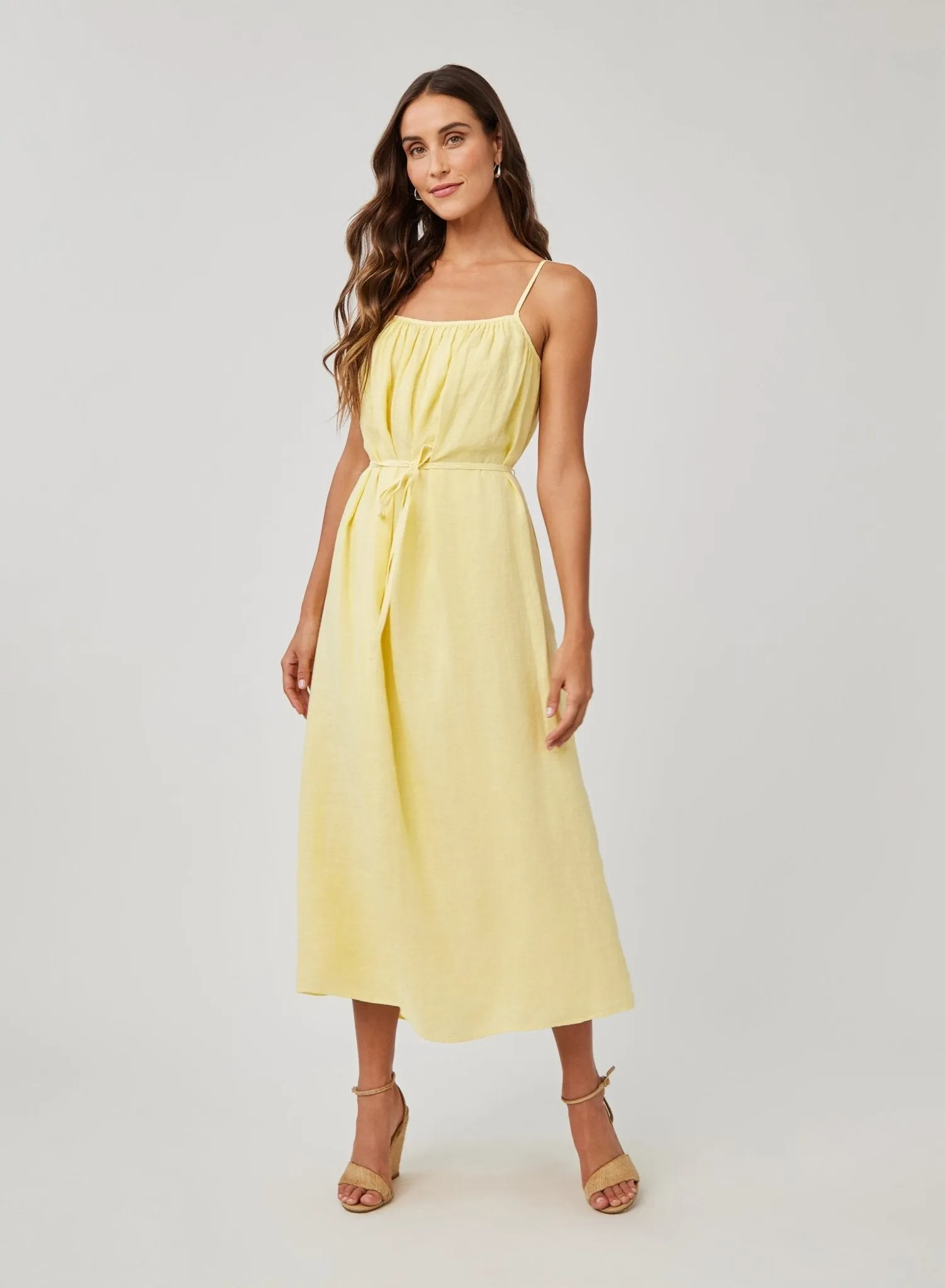 Linen Shirred Maxi Dress - Dahlia Yellow