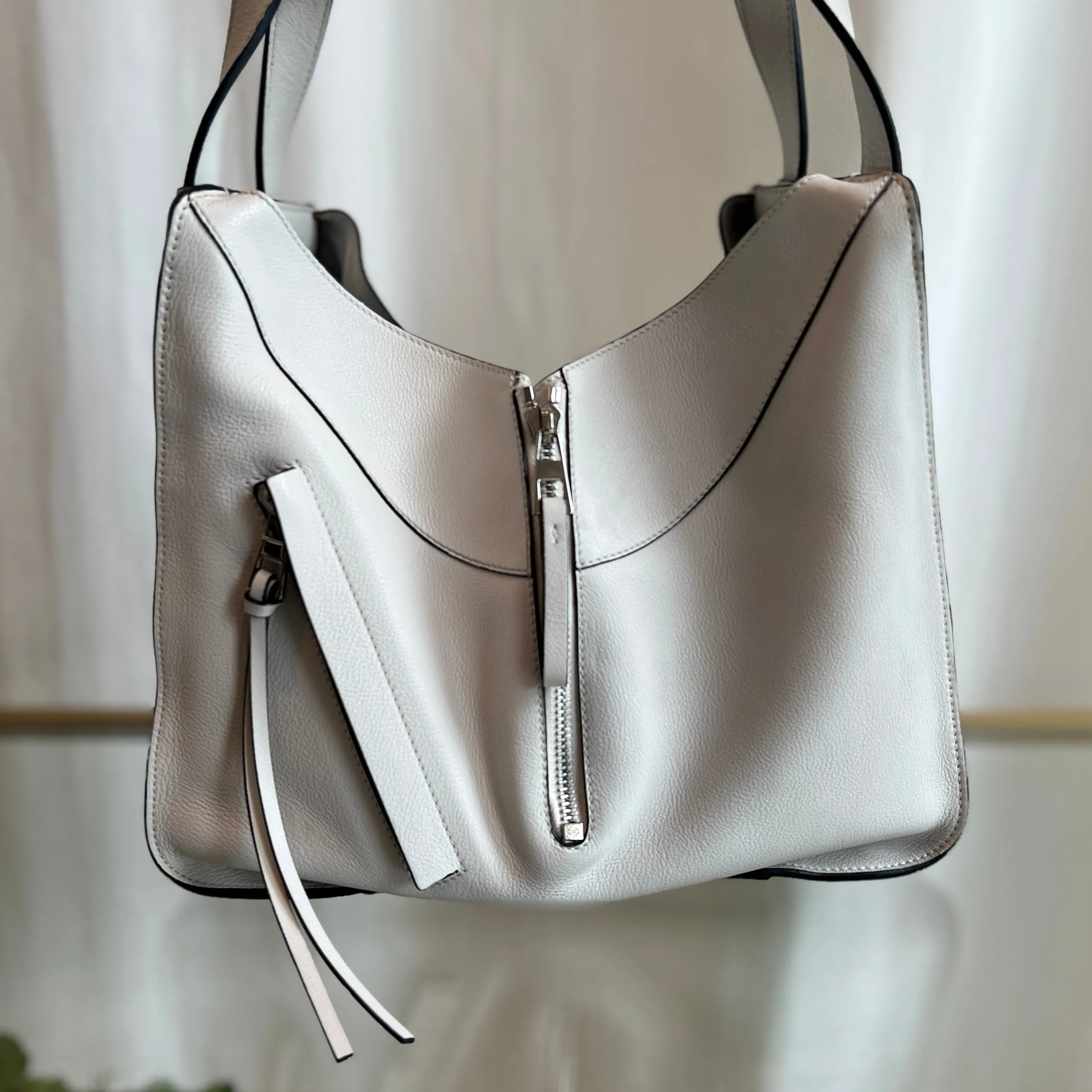 LOEWE White Leather Hammock 2 Way Shoulder Bag