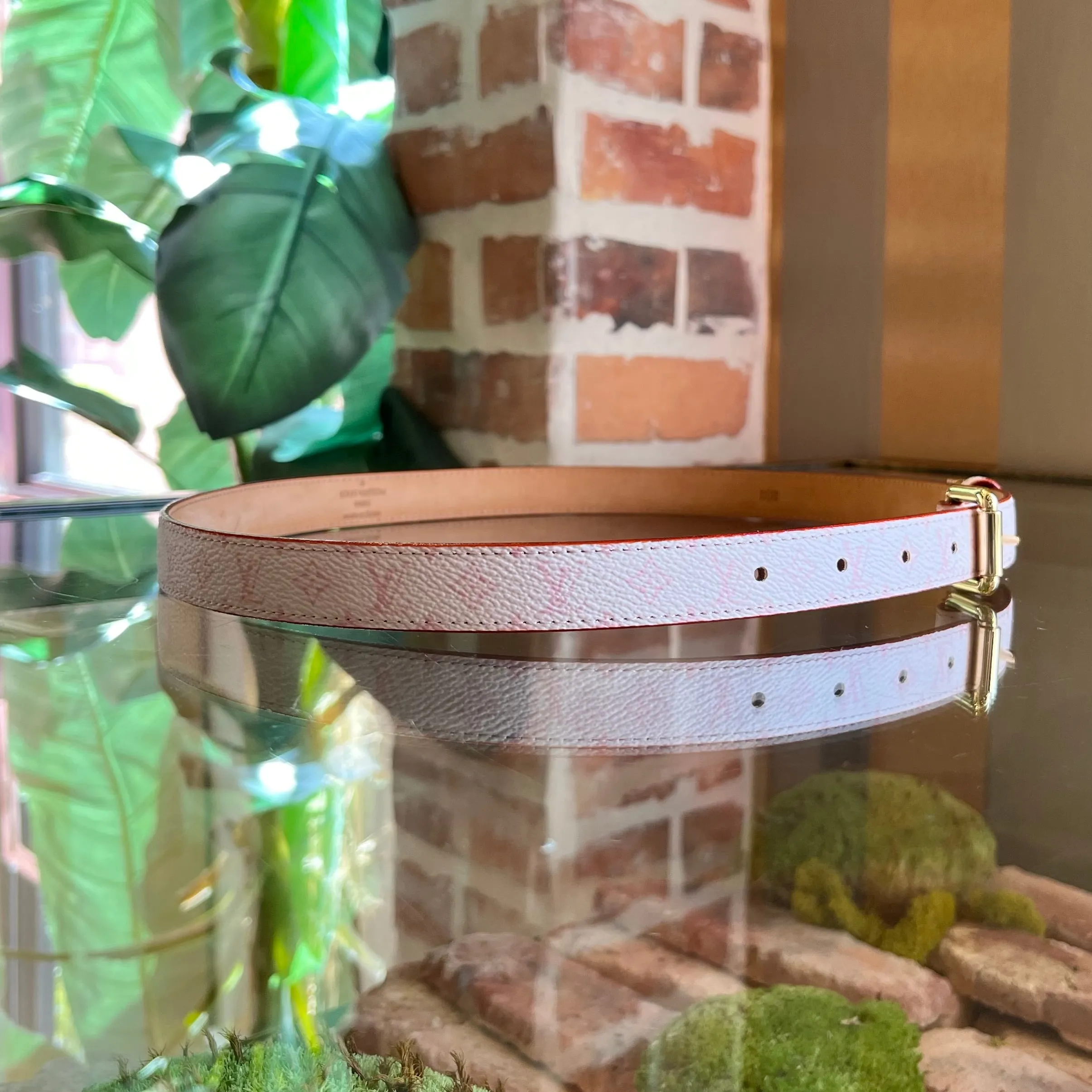 LOUIS VUITTON Cherry Blossom Monogram Vintage Belt SZ80/32(SZ4)