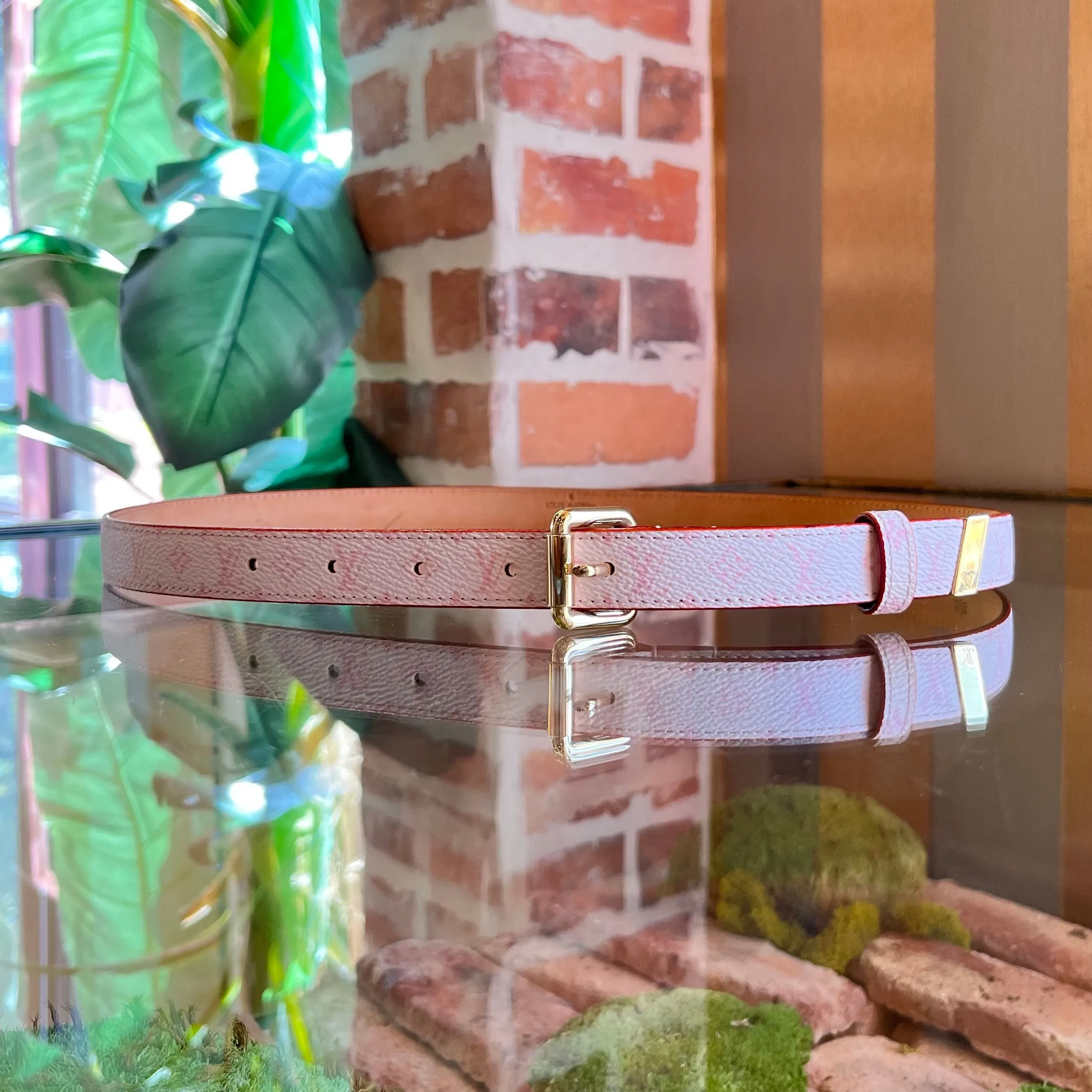 LOUIS VUITTON Cherry Blossom Monogram Vintage Belt SZ80/32(SZ4)