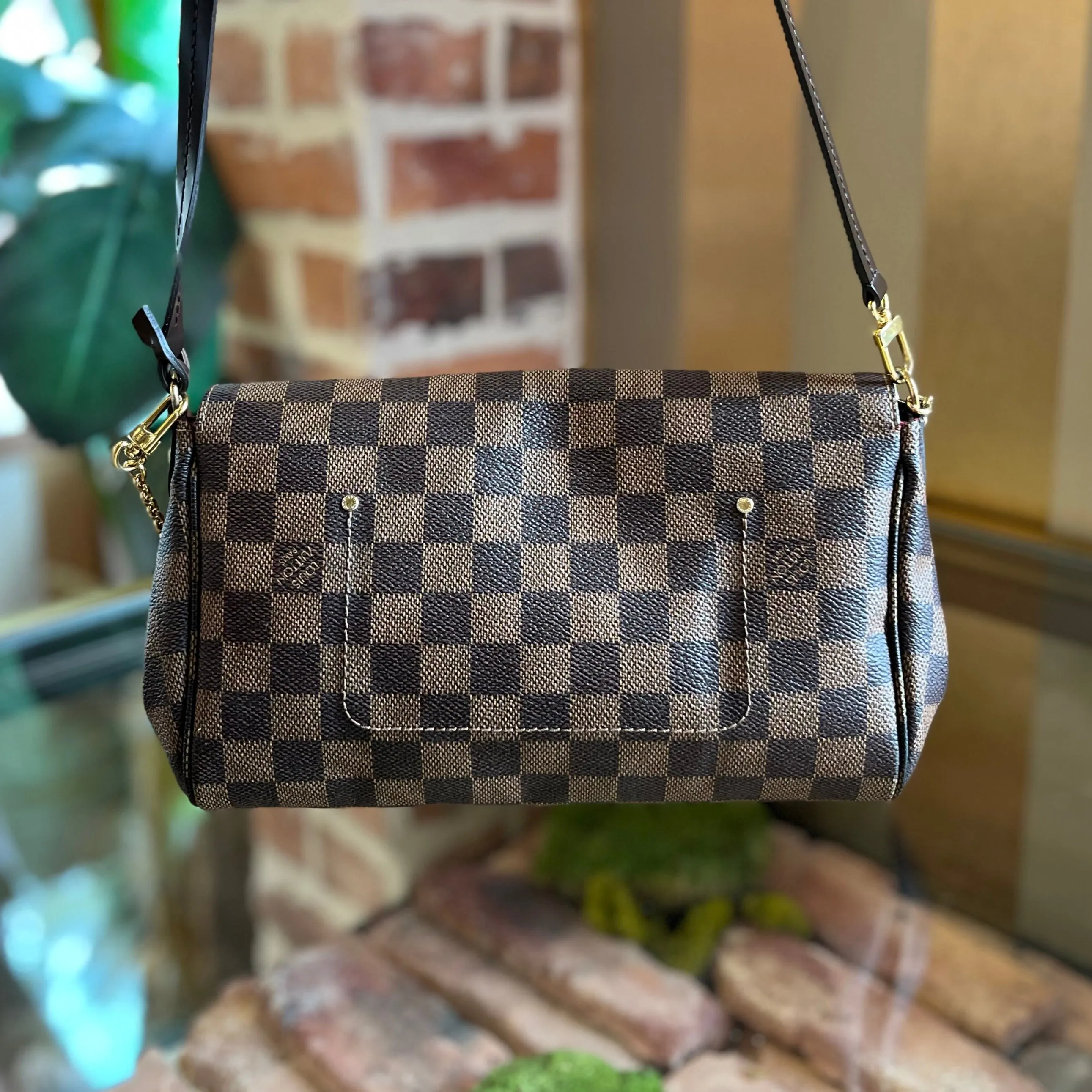 LOUIS VUITTON Favorite MM Damier Ebene Canvas Crossbody Bag