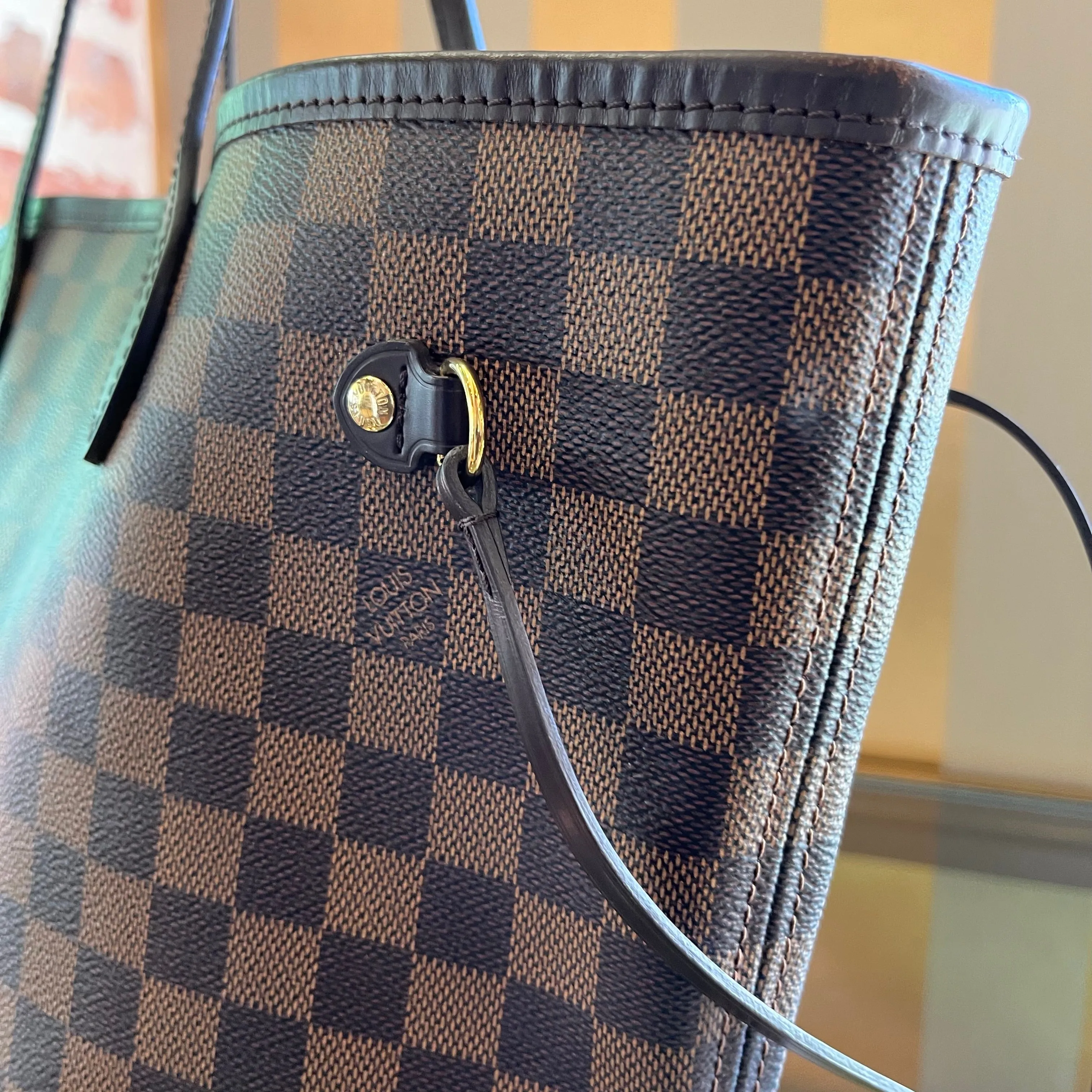 LOUIS VUITTON Neverfull MM Damier Ebene Canvas Tote Bag