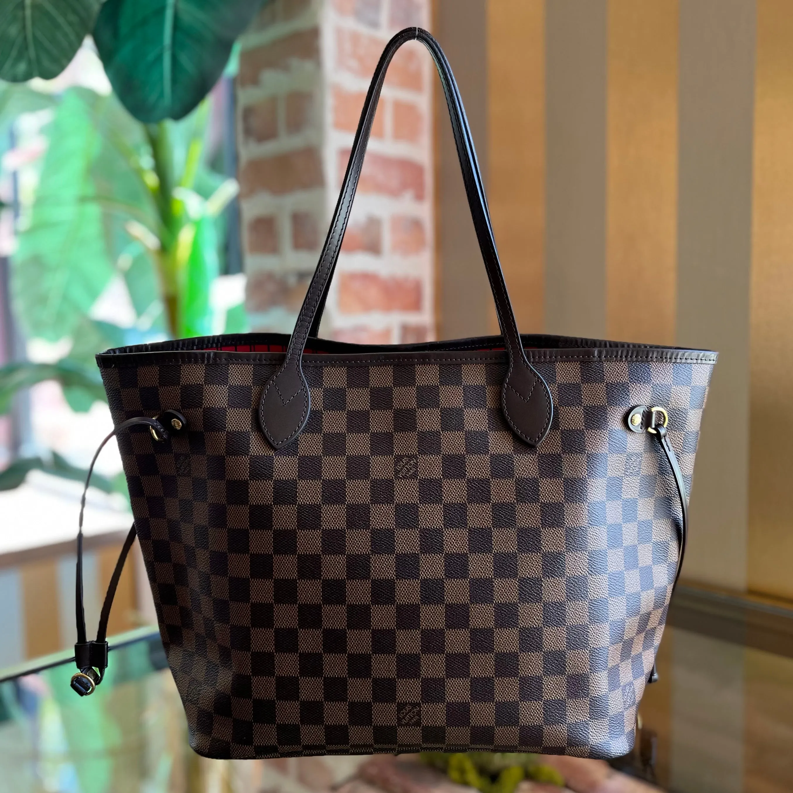 LOUIS VUITTON Neverfull MM Damier Ebene Canvas Tote Bag