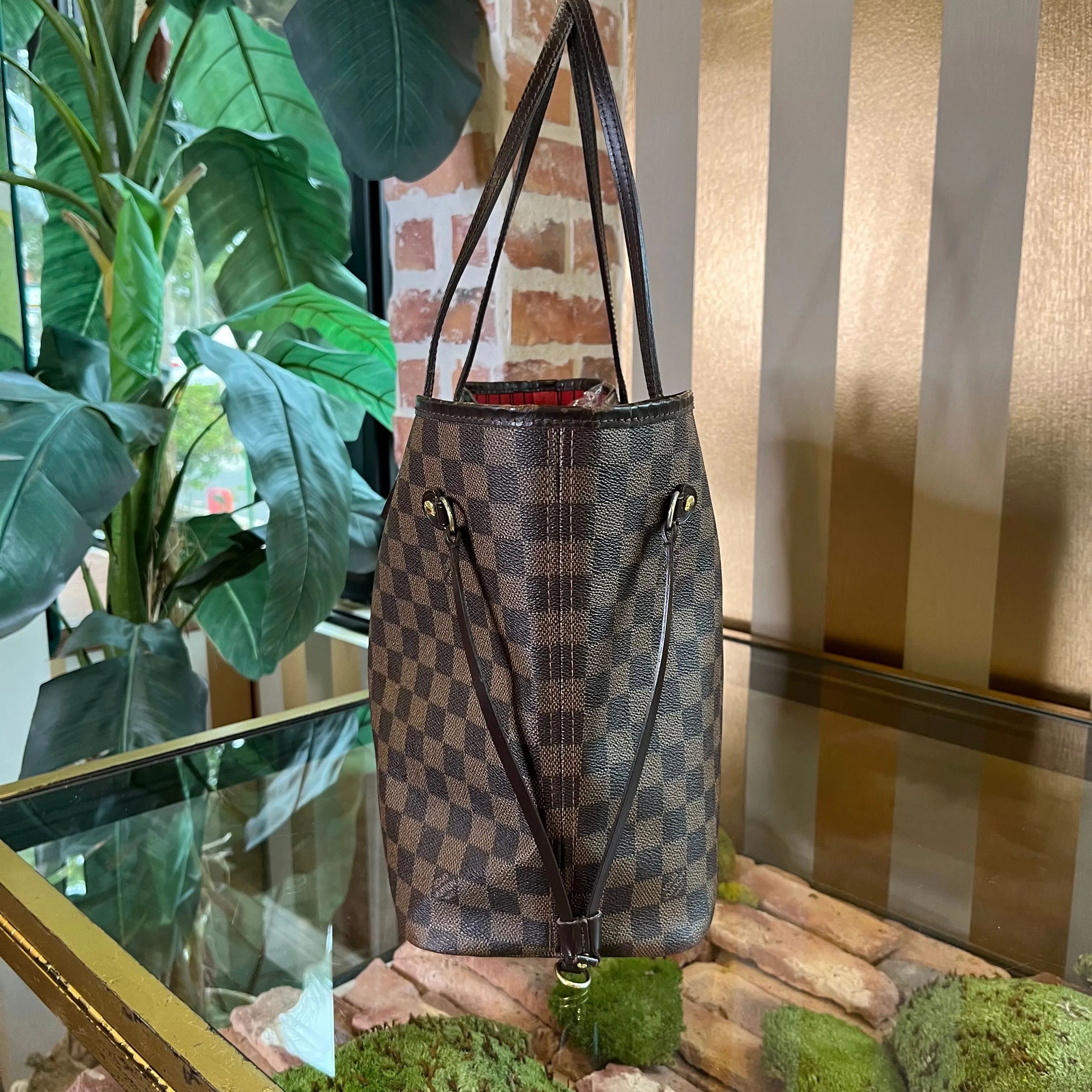 LOUIS VUITTON Neverfull MM Damier Ebene Cherry Tote