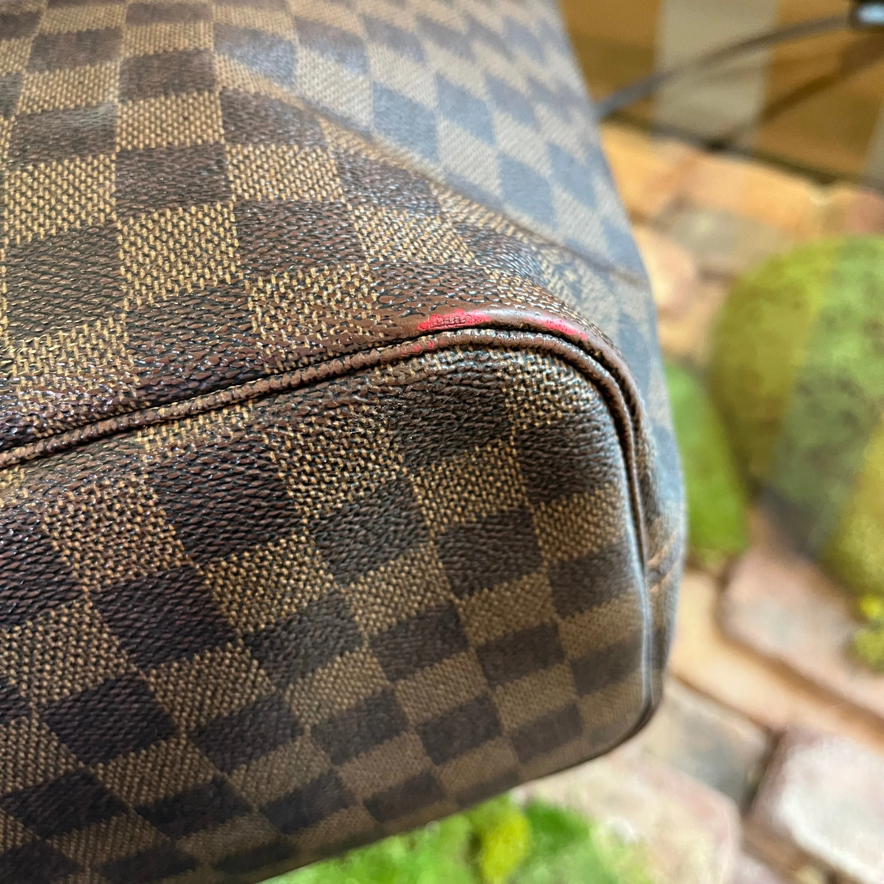 LOUIS VUITTON Neverfull MM Damier Ebene Cherry Tote