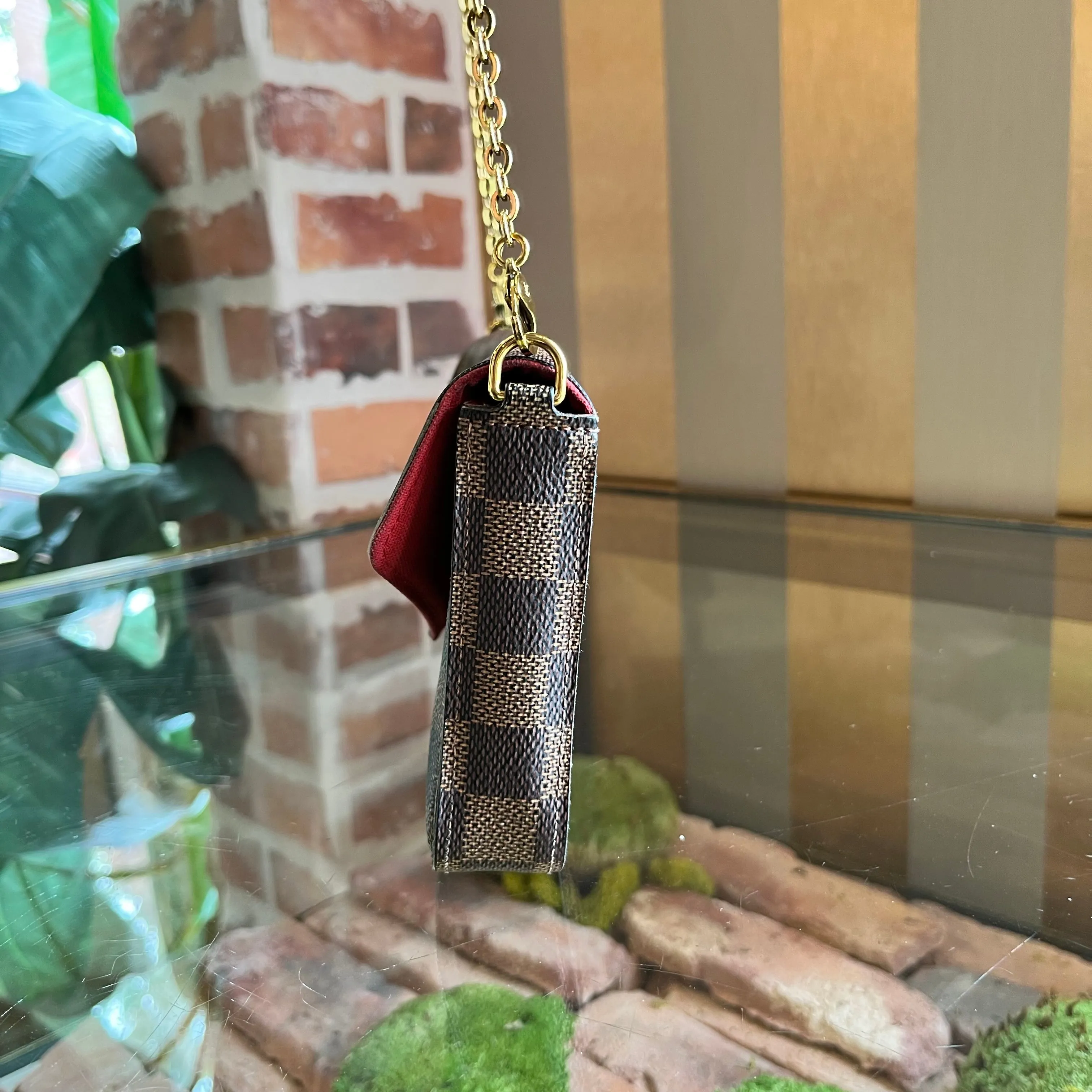 LOUIS VUITTON Pochette Felicie Brown Damier Ebene Canvas Crossbody Bag