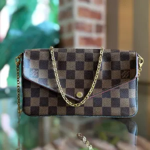 LOUIS VUITTON Pochette Felicie Brown Damier Ebene Canvas Crossbody Bag