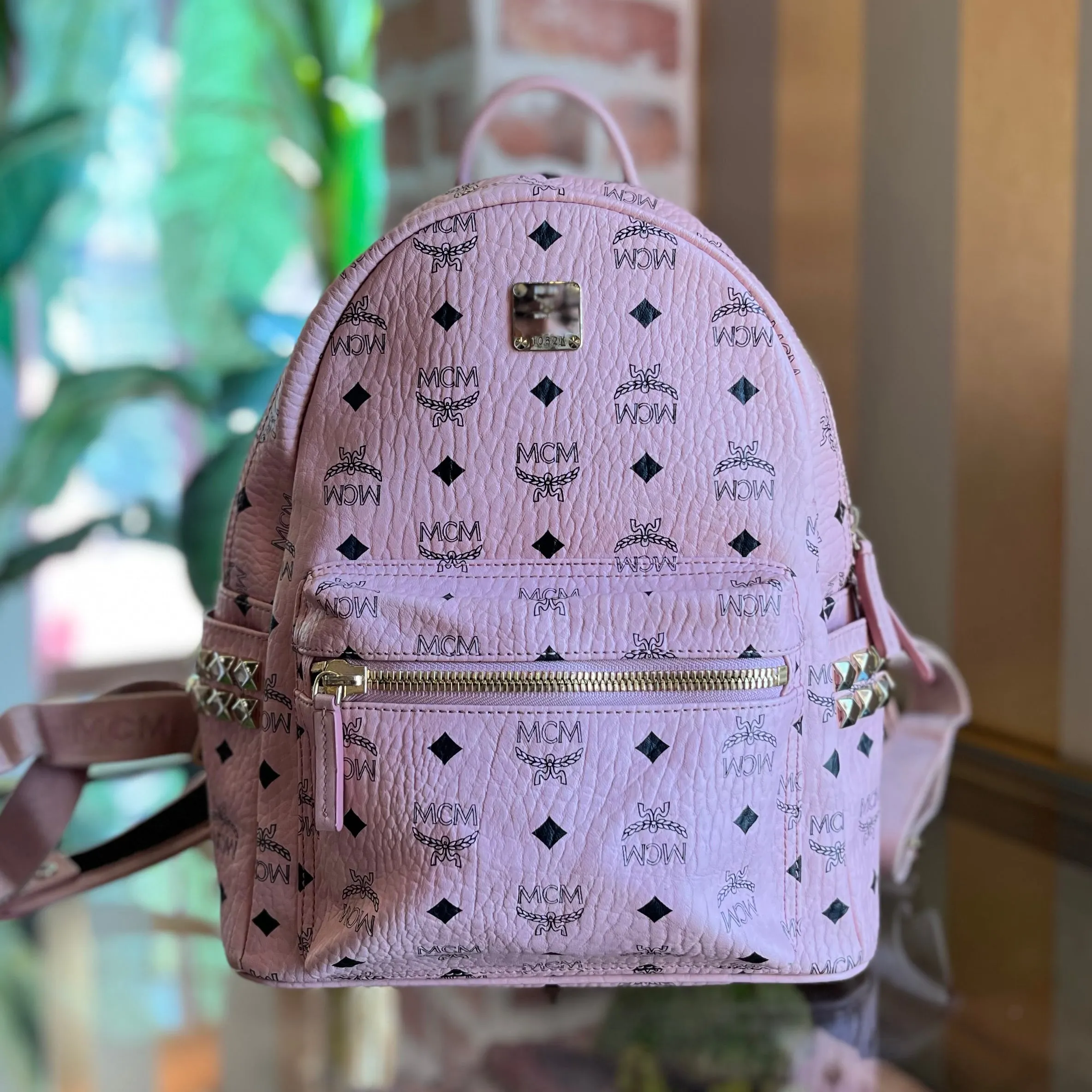 MCM Stark Small Visetos Monogram Canvas Backpack
