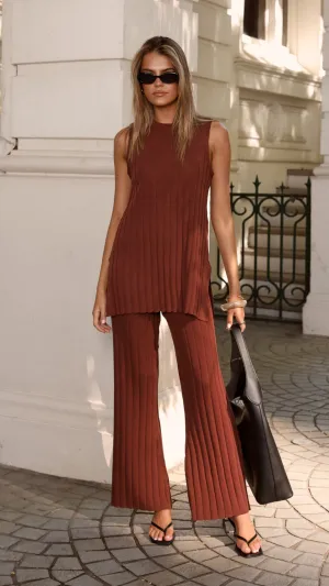 Megan Knit Pants - Chocolate