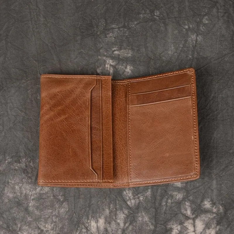 Men Genuine Leather Multi-slot Business Retro Easy Carry Short Card Holder Wallet