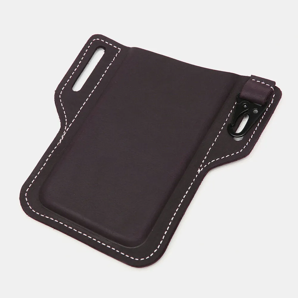 Men Genuine Leather Retro Easy Carry Car KeyChain Phone Bag Belt Bag Waist Bag With Belt Loop