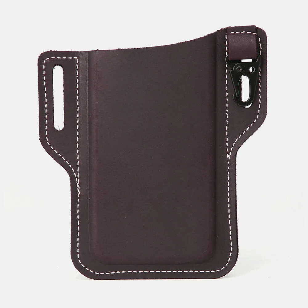 Men Genuine Leather Retro Easy Carry Car KeyChain Phone Bag Belt Bag Waist Bag With Belt Loop