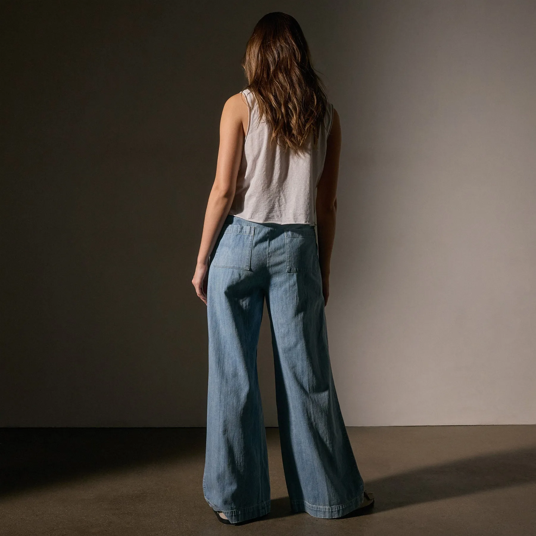 Pleated Denim Pant - Bleach Wash