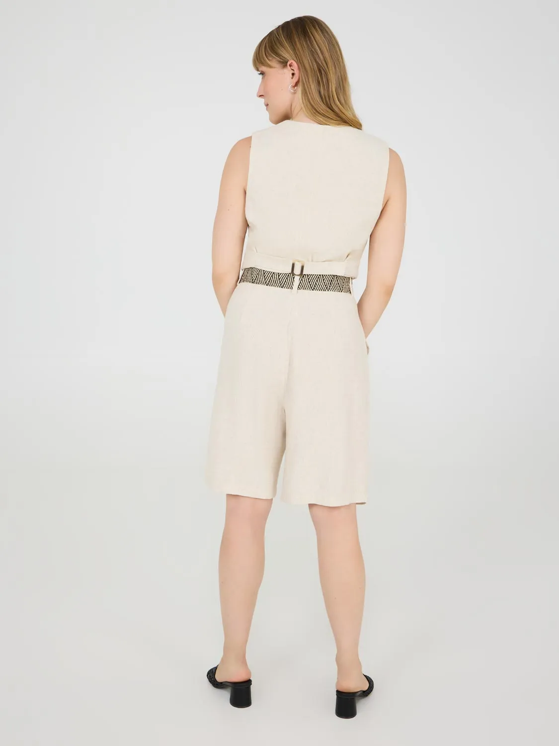 Pleated Linen Bermuda Short
