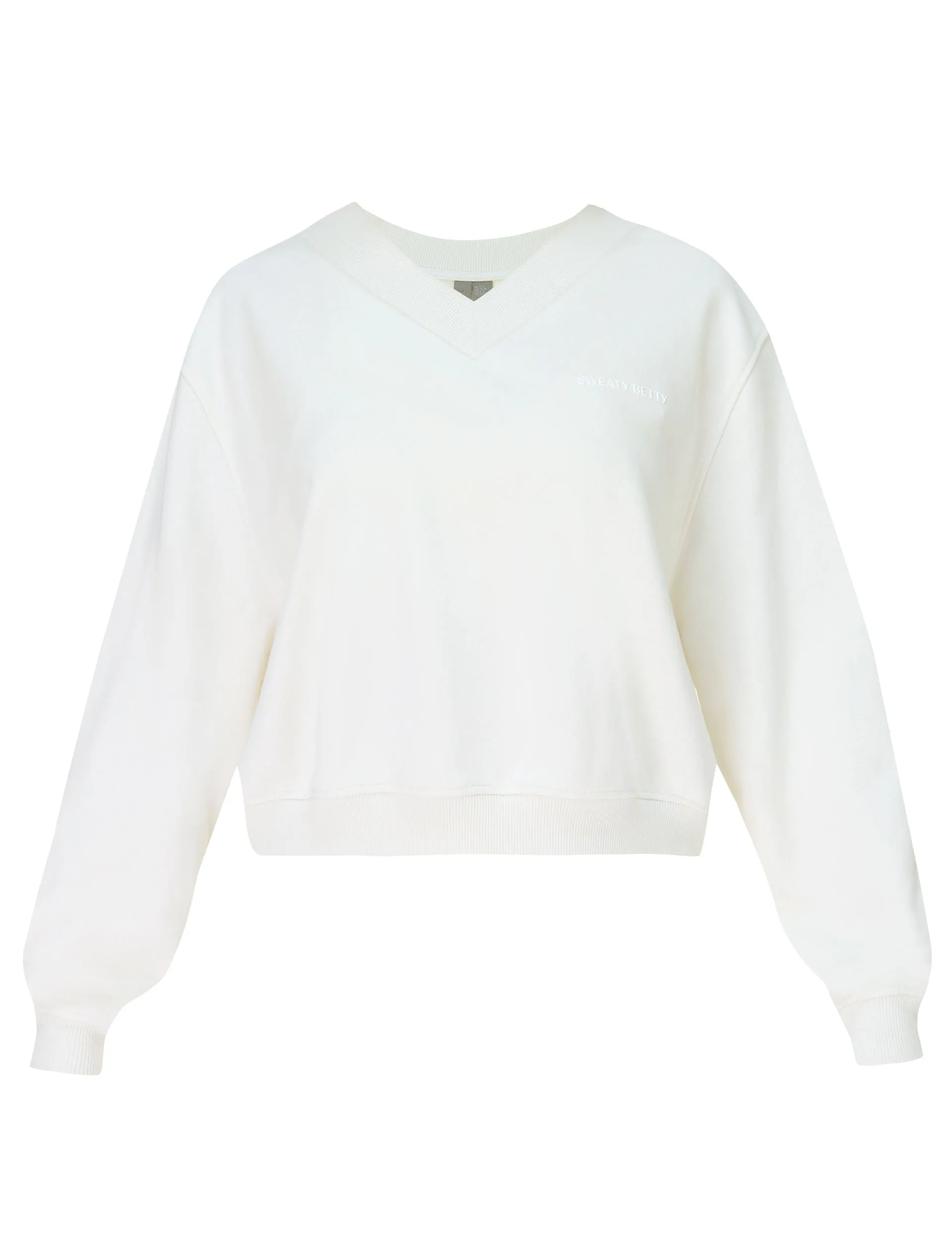 Revive Crop V-Neck Sweatshirt - Lily White
