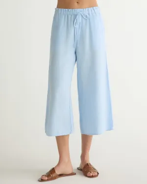 Ruffle Waist Wide Leg Crop - Blue Periwinkle