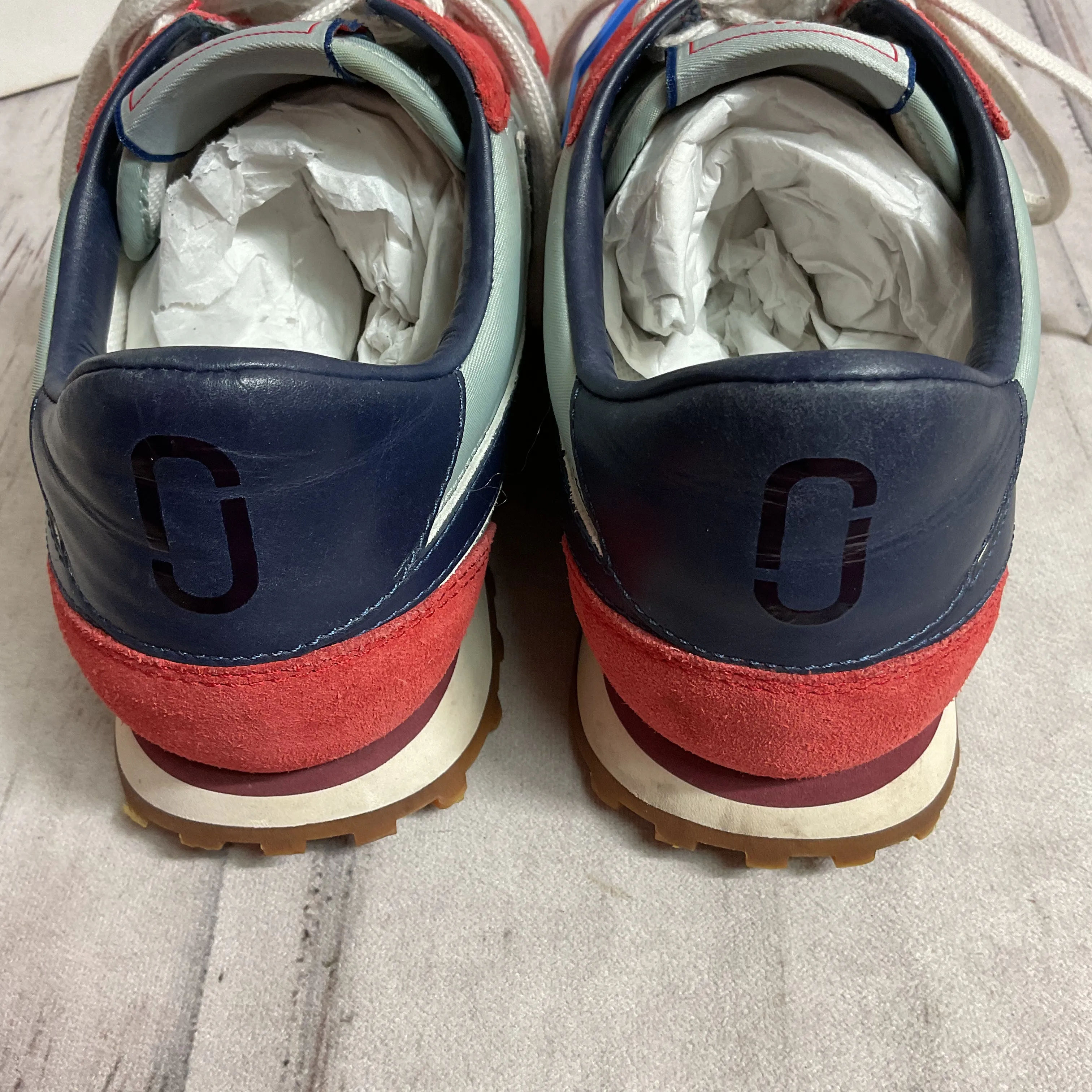 Shoes Designer By Marc Jacobs In Blue & Red & White, Size:8